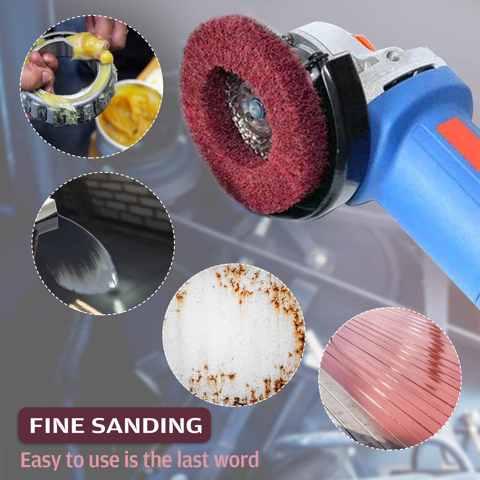 Dischi Giranti Abrasivi Di Polietilene Poliammide, Fibra Molatura per Lucidatura, rimozione Vernice, Pulizia Ruggine, (5 Pcs/100 mm) per Smerigliatrice angolare