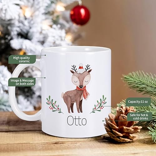 Miniatura 4 de Taza de café de Navidad con nombre personalizado para niños, taza de chocolate caliente de Navidad, tazas de cacao de 11 onzas, taza de té de