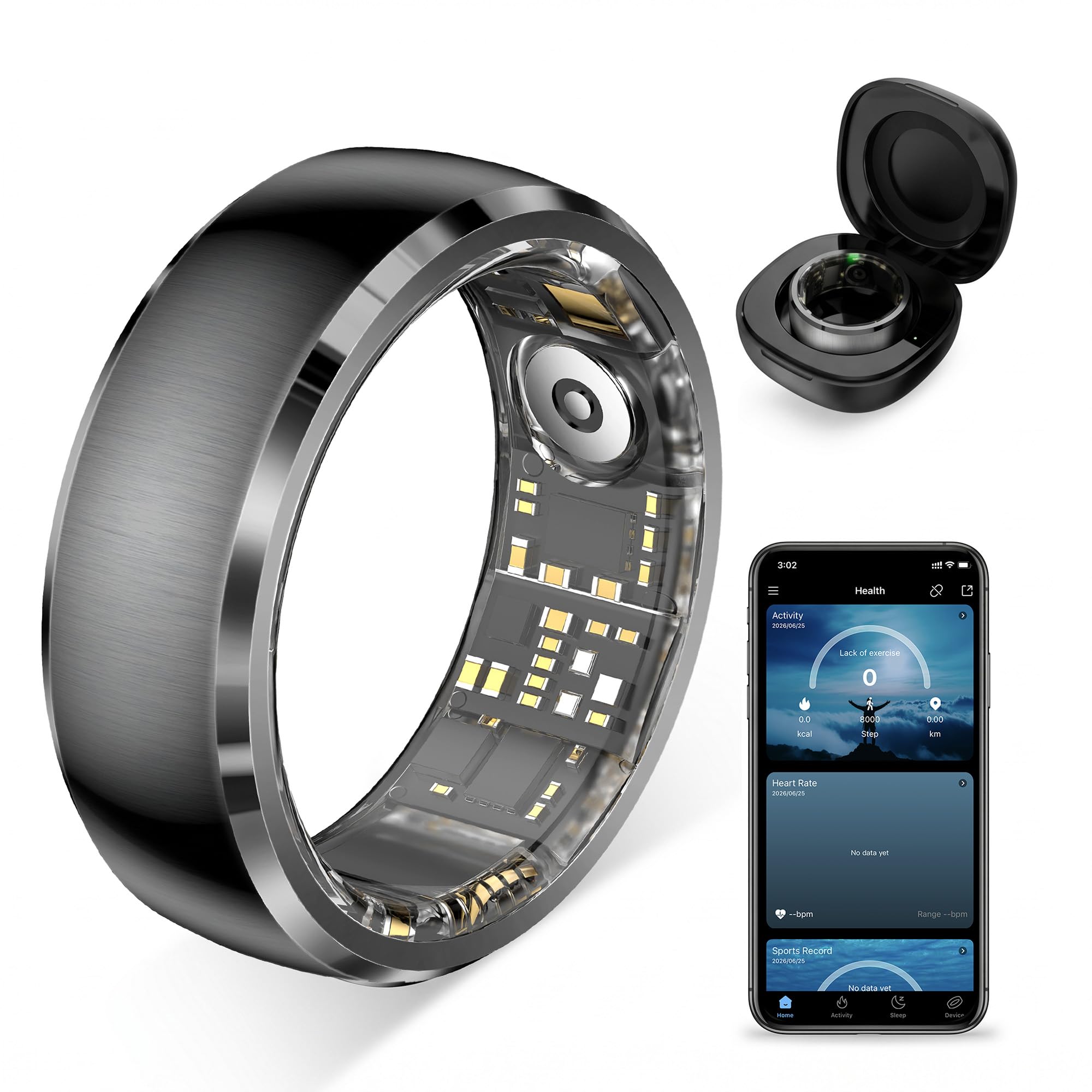 Smart Ring with Gesture Control for Video Scrolling & Camera Remote Shutter, Fitness Tracker Ring with Heart Rate Sleep Blood Oxygen Monitor, IP68 Waterproof, No Subscription-image-12