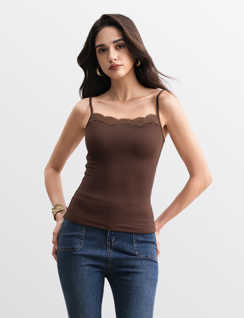 C202 Tank Tops for Women Lace Camisole with Built in Bra Sexy