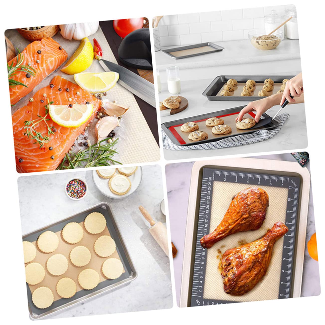 DECHOUS 3stücke Silikon Backmatte Für Teig Hitzebeständige Rutschfeste Und Wiederverwendbare Knetunterlage Für Pizza Fondant Und Gebäck Lebensmittelechtes Material Einfach Zu Reinigen