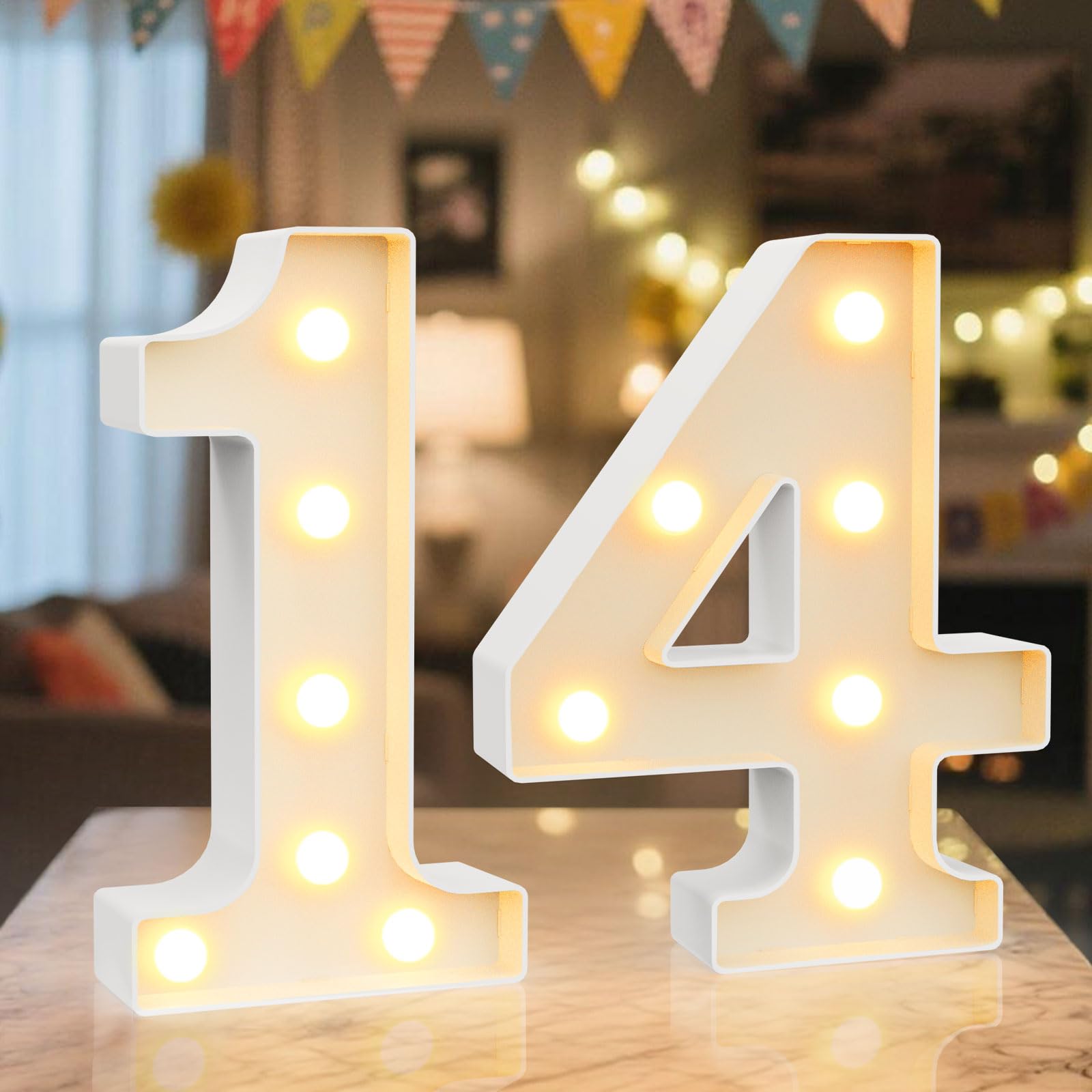 Ledido LED Light Up Marquee Numbers Sign - Cool & Warm Light up Numbers for 40th Birthday Decorations, LED Number Lights for Wedding Anniversary Grad Home Bedroom Table Wall Party Decor, Number 40 — view 114