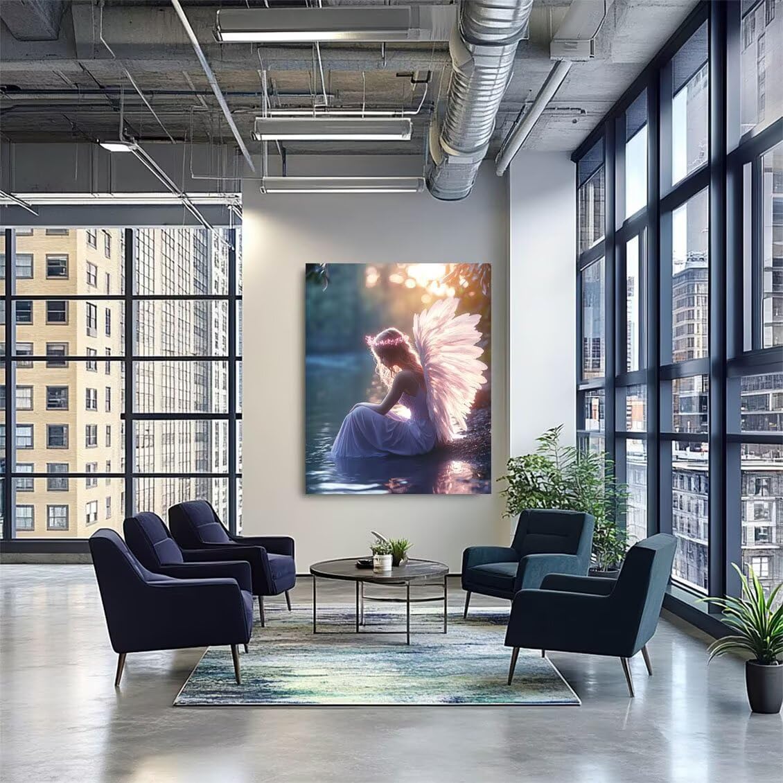 Malowanie według numerów dla dorosłych anioł DIY zestaw dla dorosłych z kolorowymi płótnami do malowania jeziora 100 x 135 cm 36 kolorów farba akrylowa i pędzle, obrazy po numerach do dekoracji domu