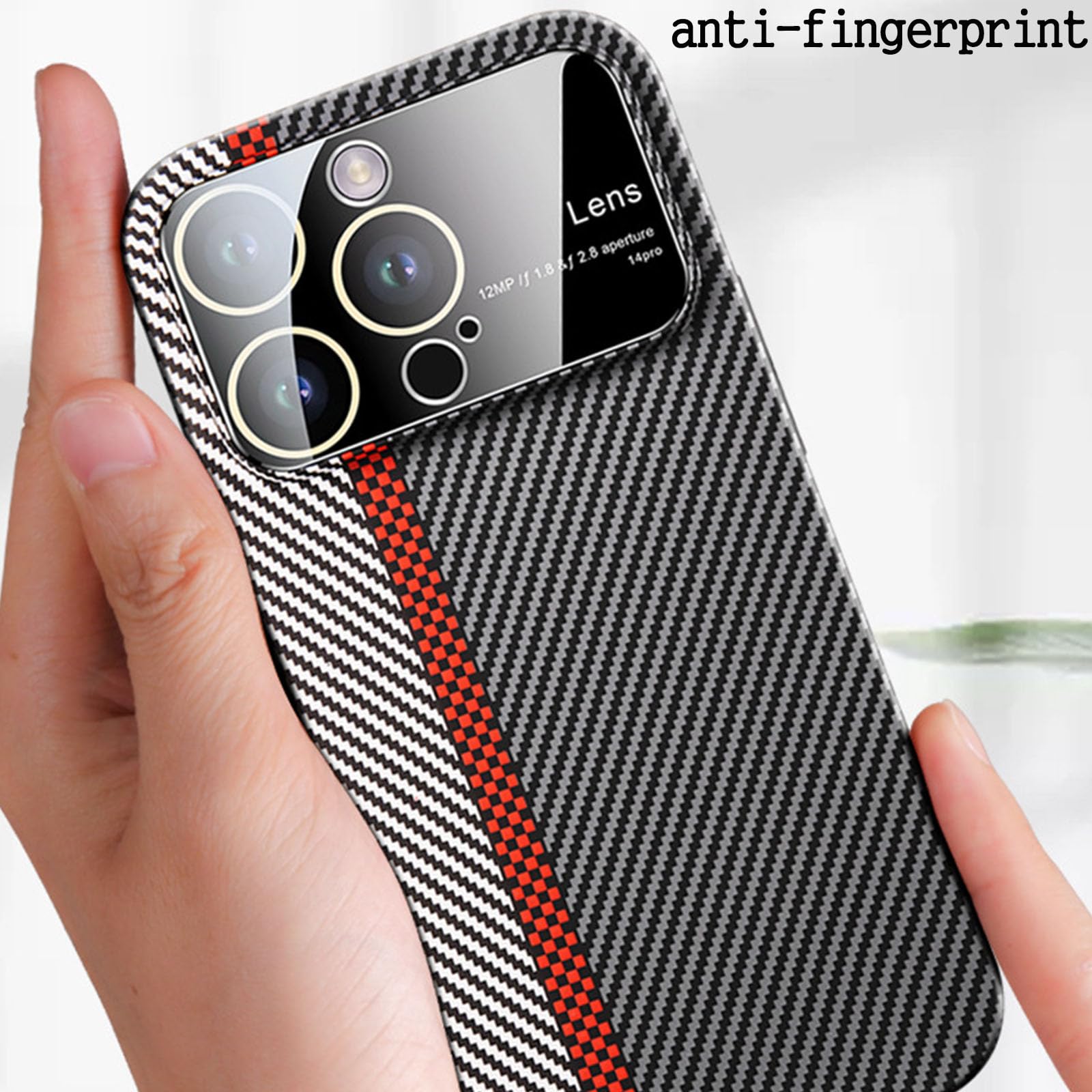 Delgada Funda para iPhone 15 Pro MAX /15 Pro/15 Plus/15,Moda Patrón Fibra De Carbono Estuche Carga Inalámbrica Protección De Cámara Carcasa,Púrpura,15 Pro MAX 6.7''