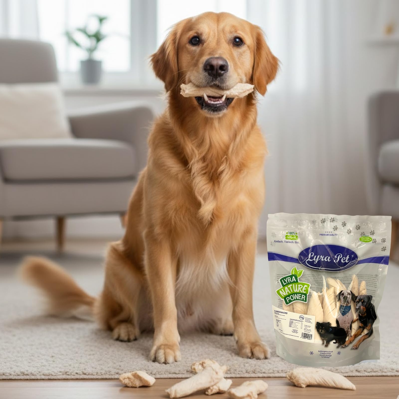 Lyra Pet® 5 kg (25x200 g) Hühnerbrust gefriergetrocknet - Snack für Hunde | Hundeleckerli vom Huhn - Idealer Belohnungs-/Trainingssnack - Hundefutter auch für Welpen & Senioren - Proteinreich & fettarm