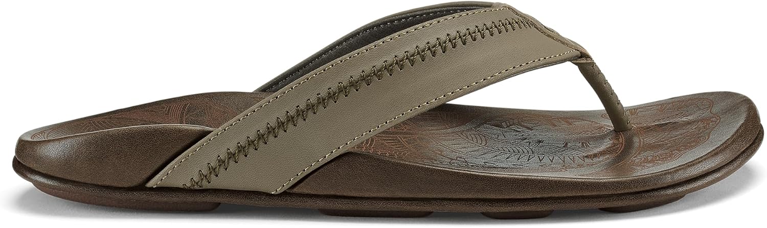 OLUKAI Hiapo Men's Leather Beach Sandal, Crafted Materials, Lightweight & Durable, All-Day Comfort & Support - Image 3