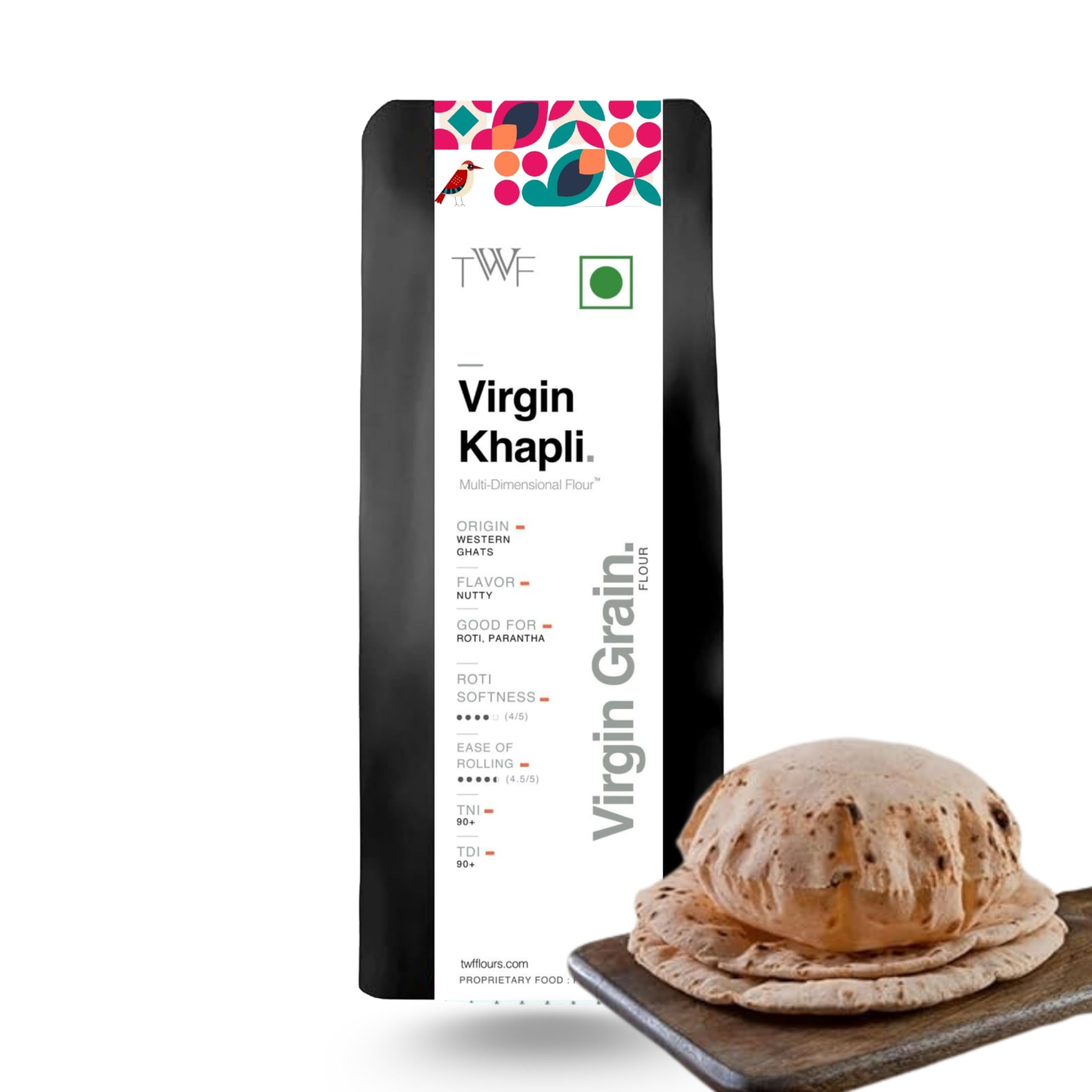 TWF Virgin Khapli Wheat Flour | 1 Kg | High Protein & Fiber | Stone Ground | Low GI of 39 | Emmer Atta | Diabetic Friendly | Easy Digestion | No Blending - 100% Virgin Khapli Atta