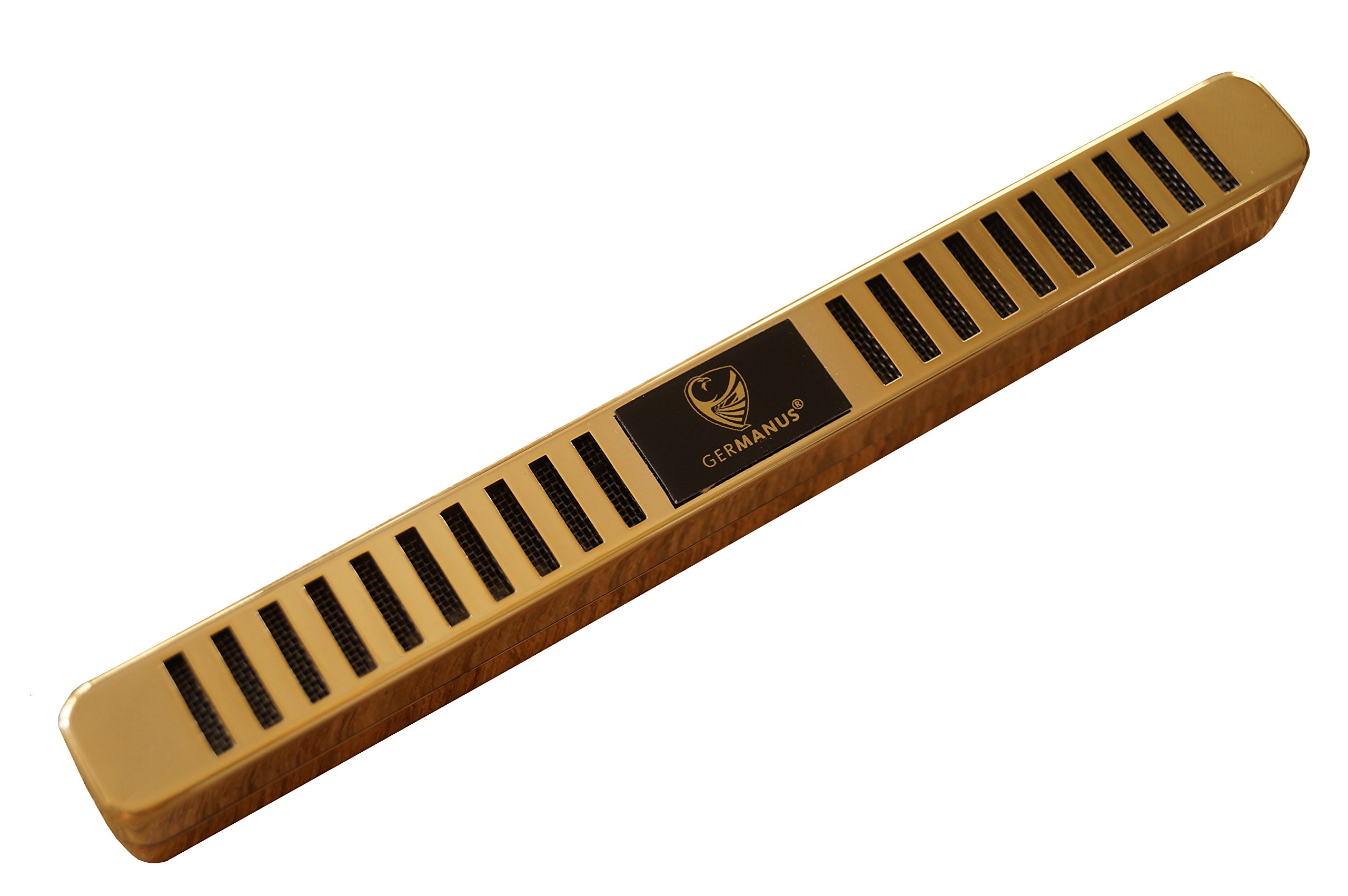 GERMANUS Humidor Nawilżacz do cygar, długi design, złoty, z kryształkami