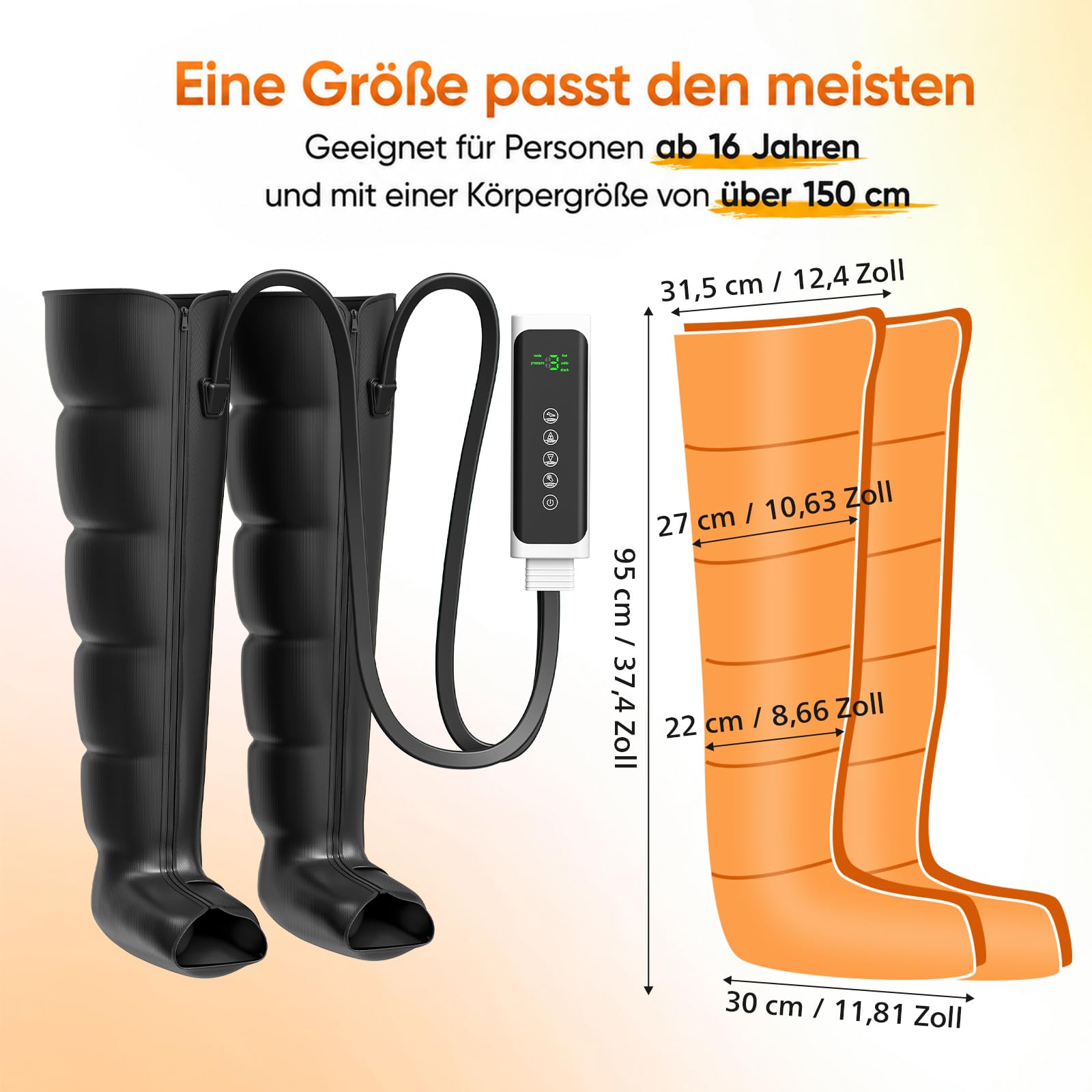 Lymphdrainage Beinmassagegerät 6 Luftkammern Luftkompression