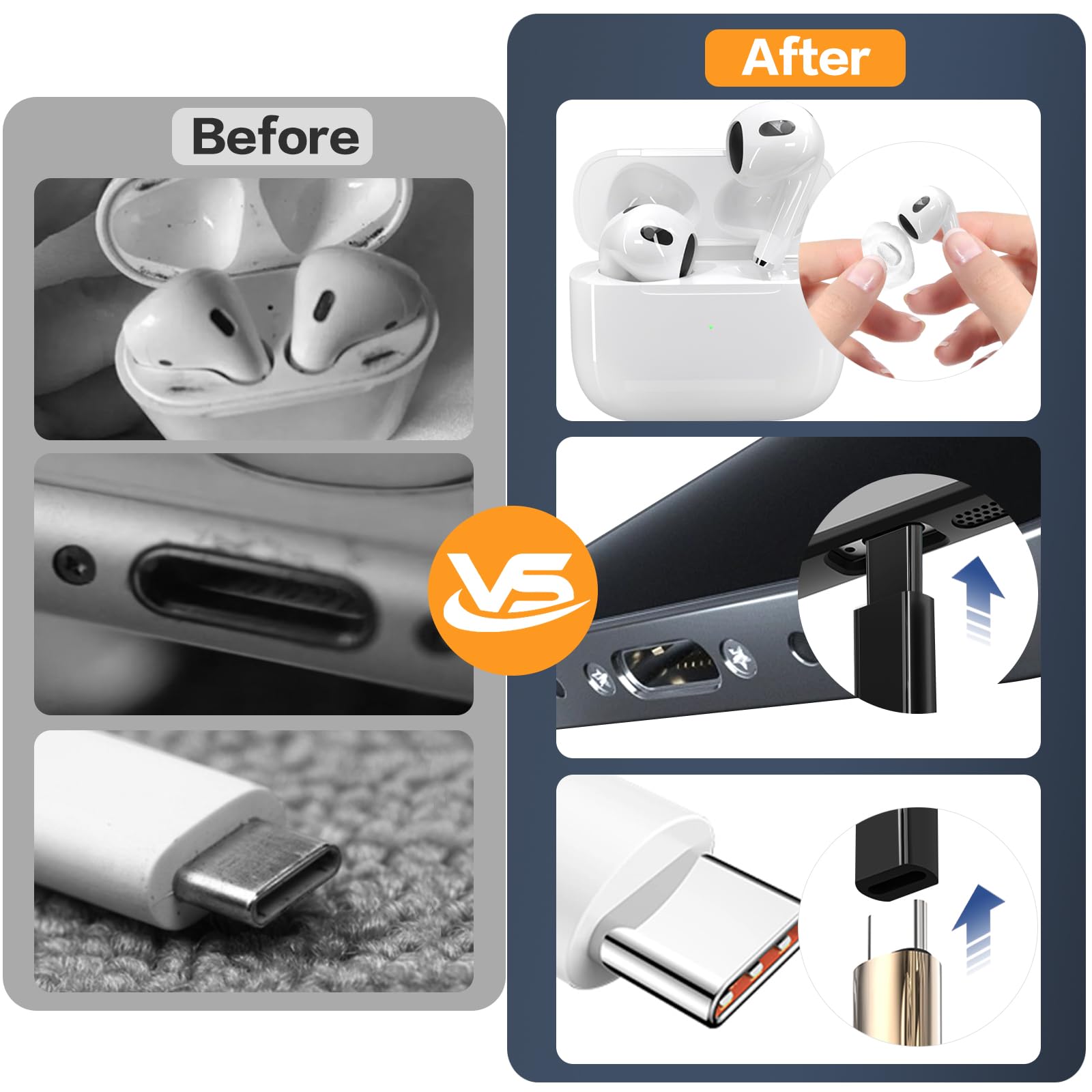 Kit de limpieza 34 en 1 para iPhone, kit de limpieza de teclado multifuncional, kit de limpieza de laptop con funda de almacenamiento portátil para Airpods, laptop, teclado, puerto de carga, cámara
