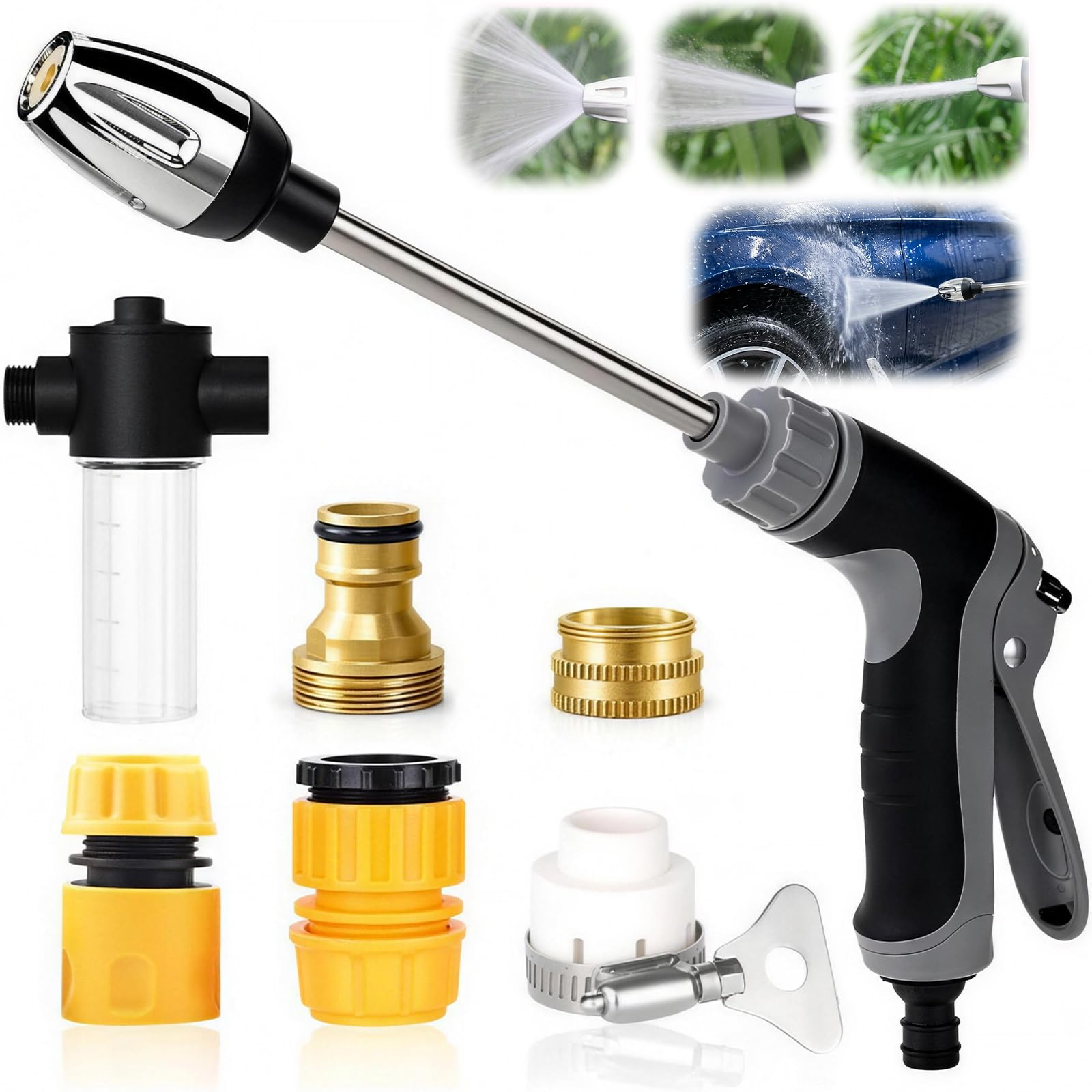 VinBee Aquoxis Pressure Washer Gun, 2026 Upgraded Hydro Power Water Jet Cleaner, Adjustable Nozzle Pressure Washer Attachment, Universal Garden Hose Sprayer for Car, Patio, Driveway & Outdoor Cleaning
