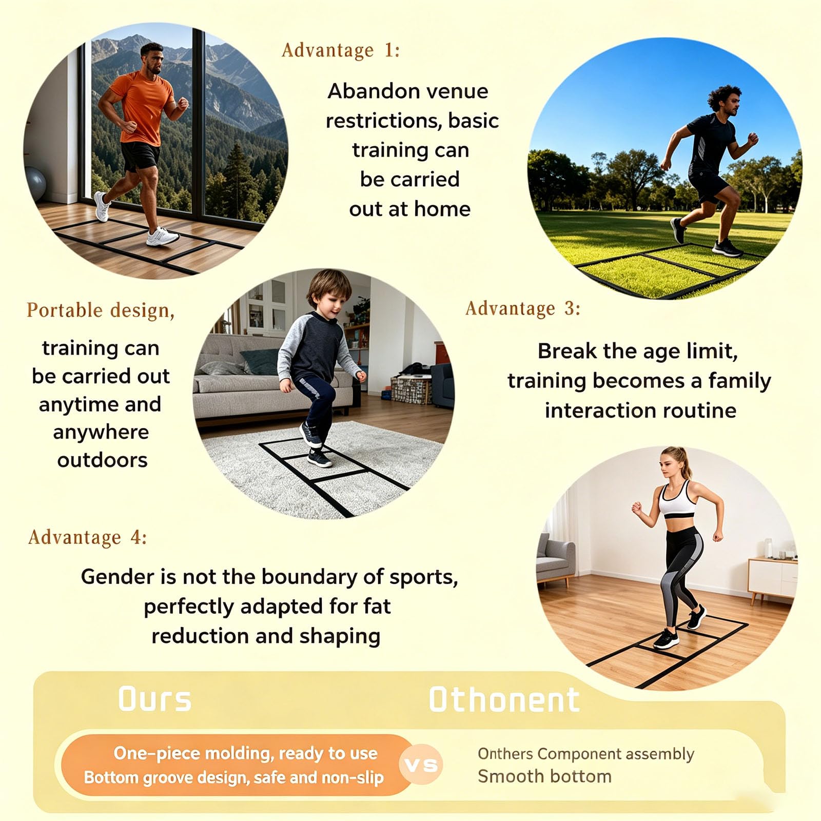 Set di 5 scalette per agilità in silicone per esercizi di movimento rapido e coordinazione in sport, fitness, atletica, allenamento