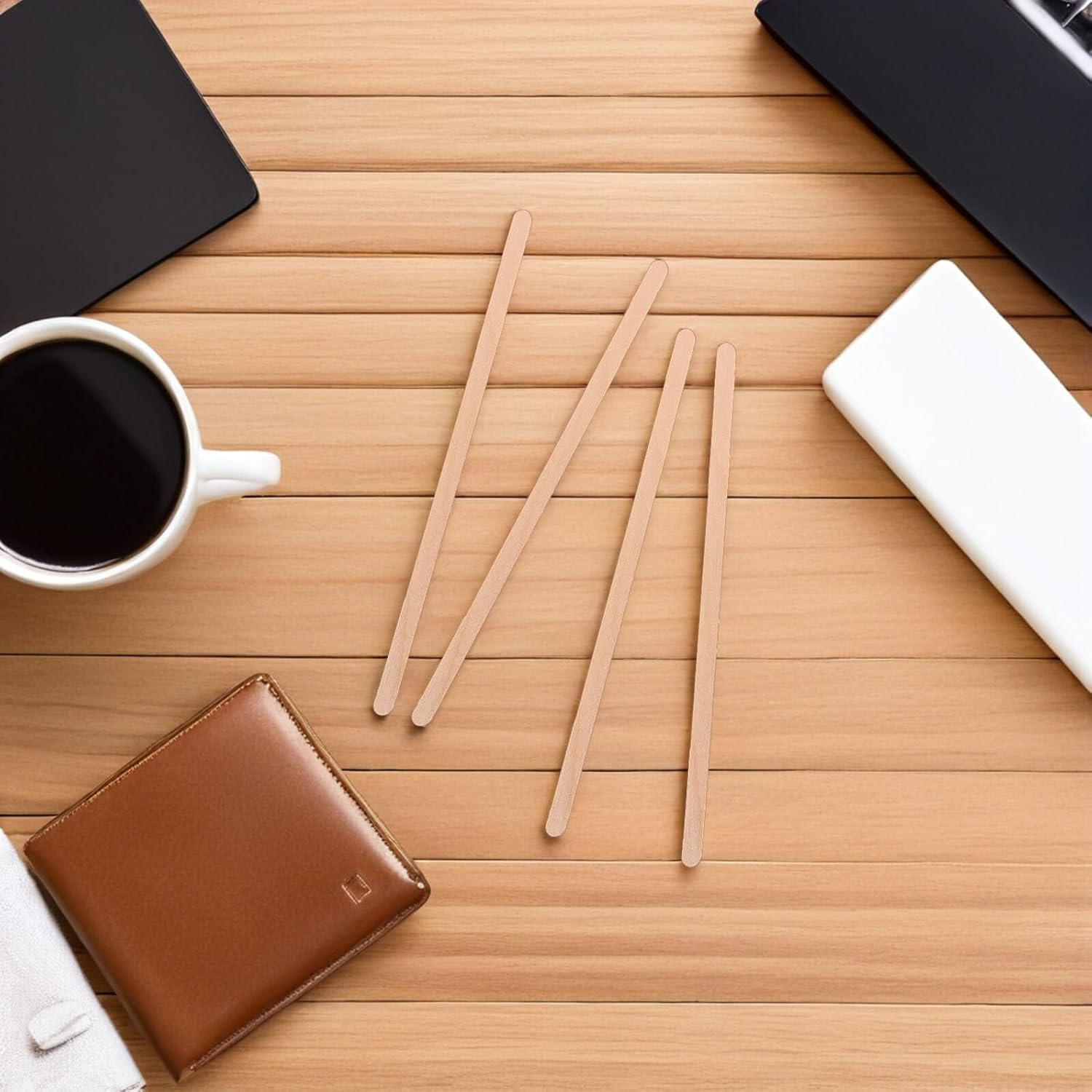 250pcs 14cm Wooden Coffee Stirrers Disposable round Ends Wood Drink Stirring Sticks for Coffee, Cocktails, and Beverage Mixing in Home and Party Use
