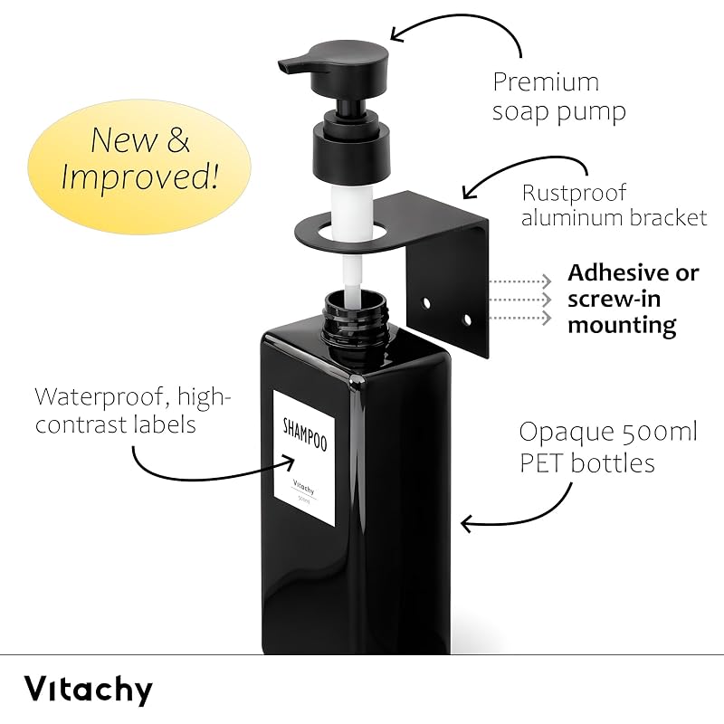 Black shower dispenser set, pack of 3 - view 3