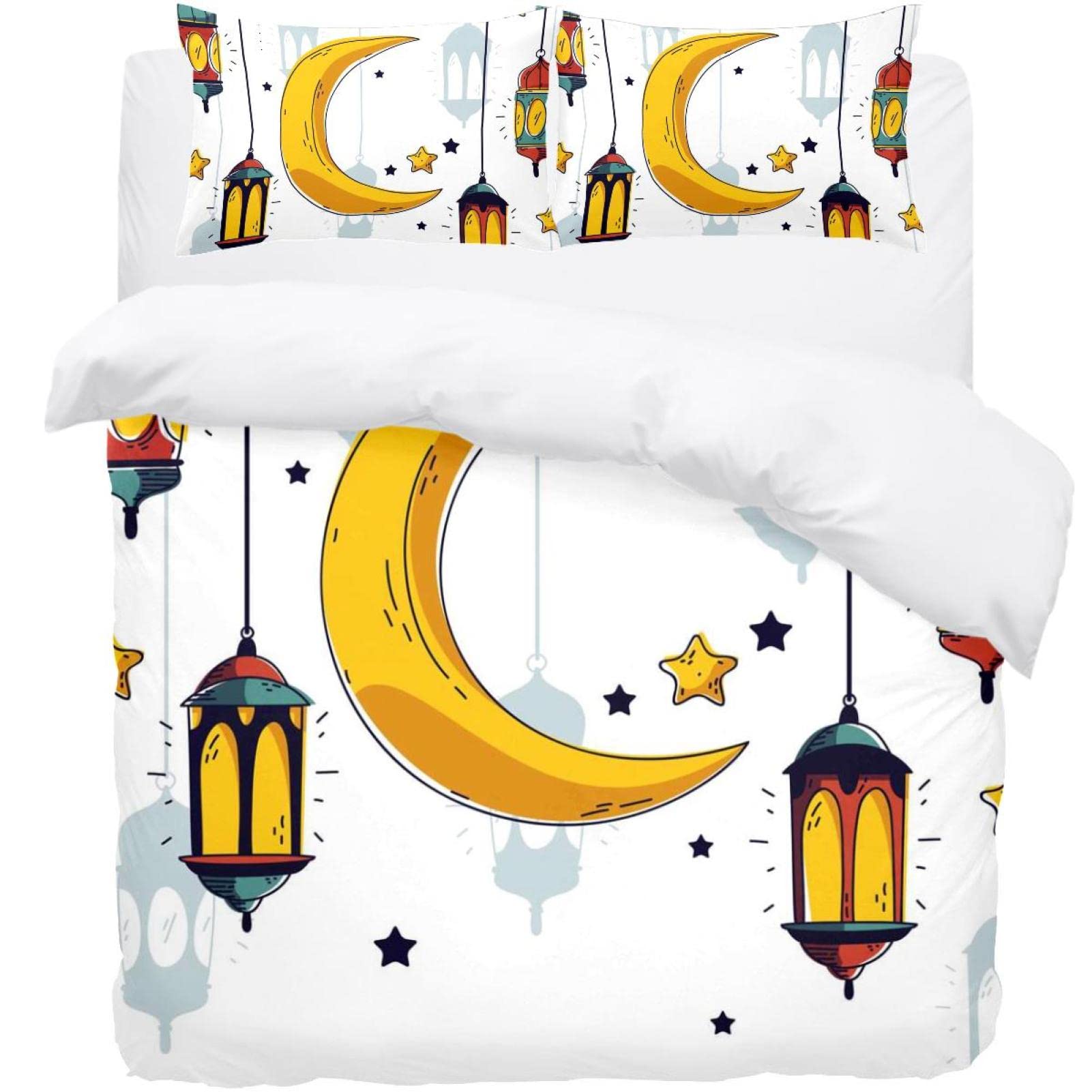 Housse de couette motif lune en textile supérieur avec ses deux taies