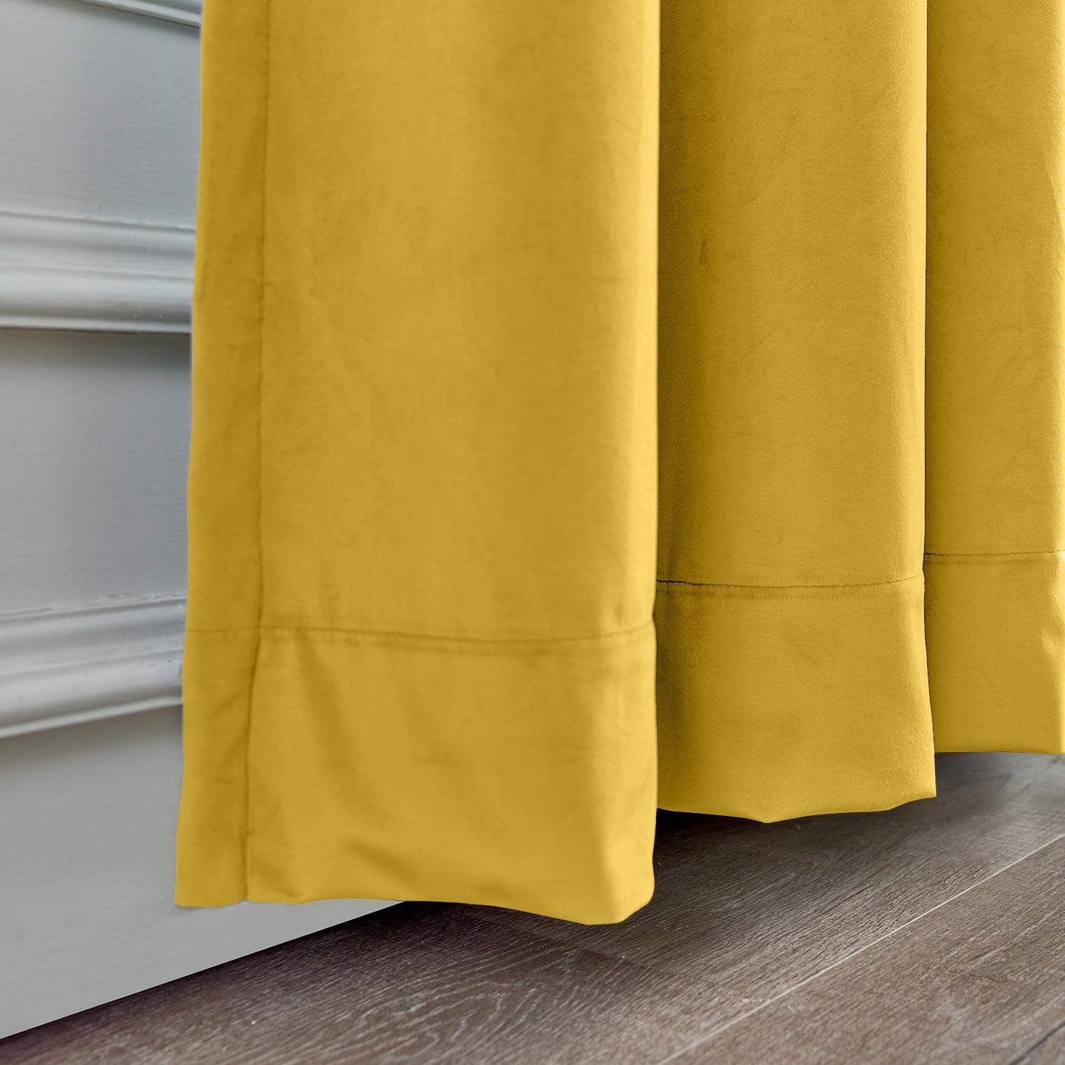 cololeaf Patio Door Velvet Grommet Curtain Home Decor Extra Wide Curtain Panel Window Treatment for Sliding Glass Door - Extra Wide Curtain for Guest Room - Yellow 100W x 84L Inch (1 Panel)