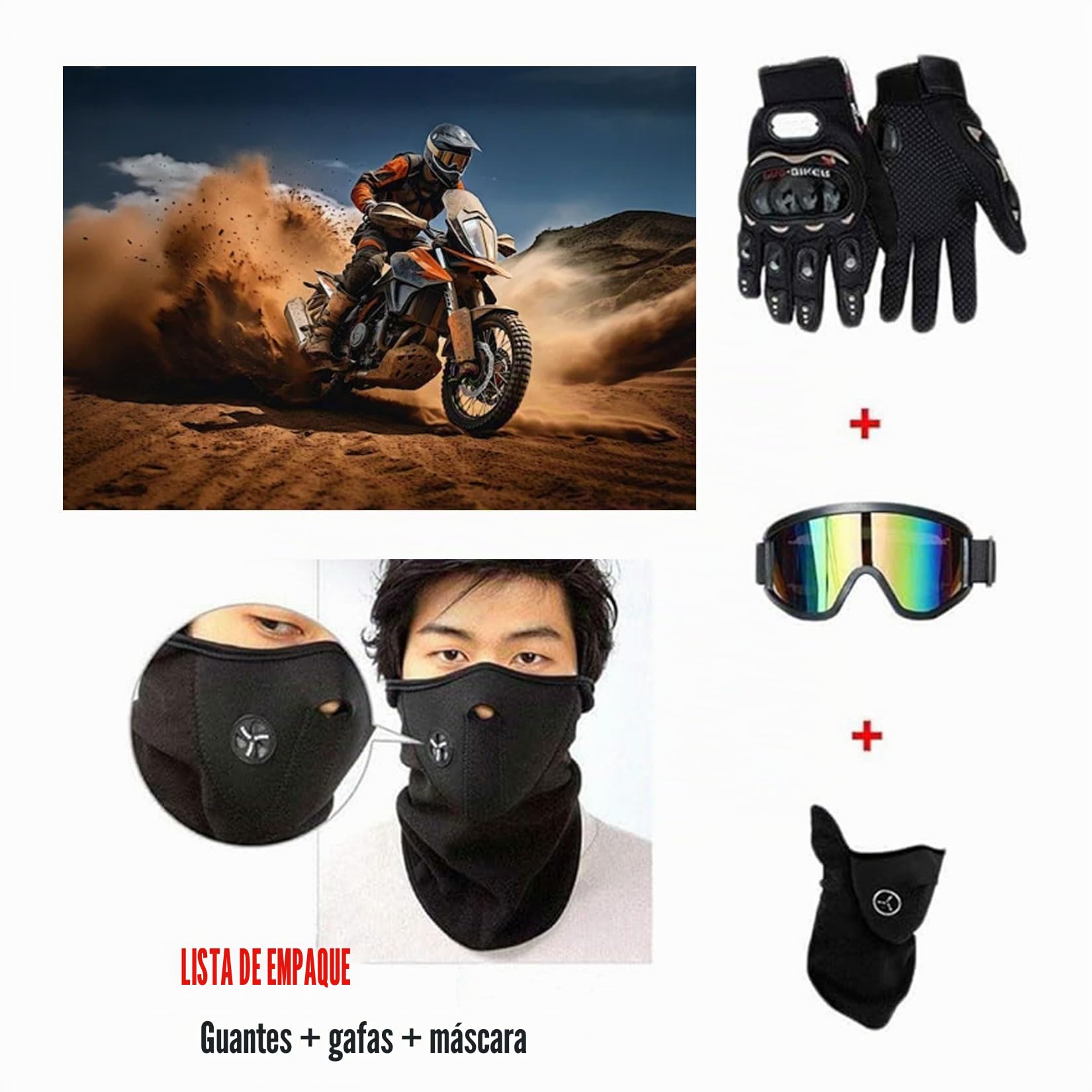 Casco De Motocross Casco MTB Jóvenes Adultos Casco Integral Moto con Gafas Máscara Guantes, Hombre Mujer Casco Descenso para MX Enduro Quad ATV Off Road BMX Scooter,Black-M