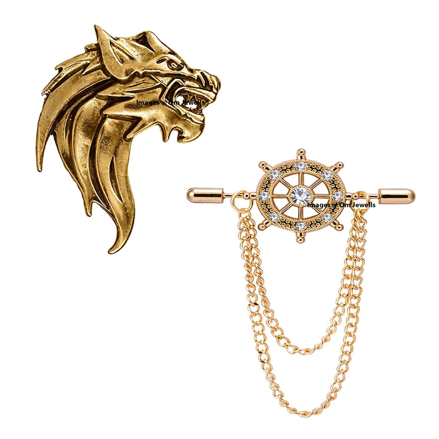 Classic Fashion Jewellery Combo Of 1 Gold And 1 Rose Gold Plated All Occassion Wear Lapel Pin Brooch For Boys And Men CO1000213-image-29