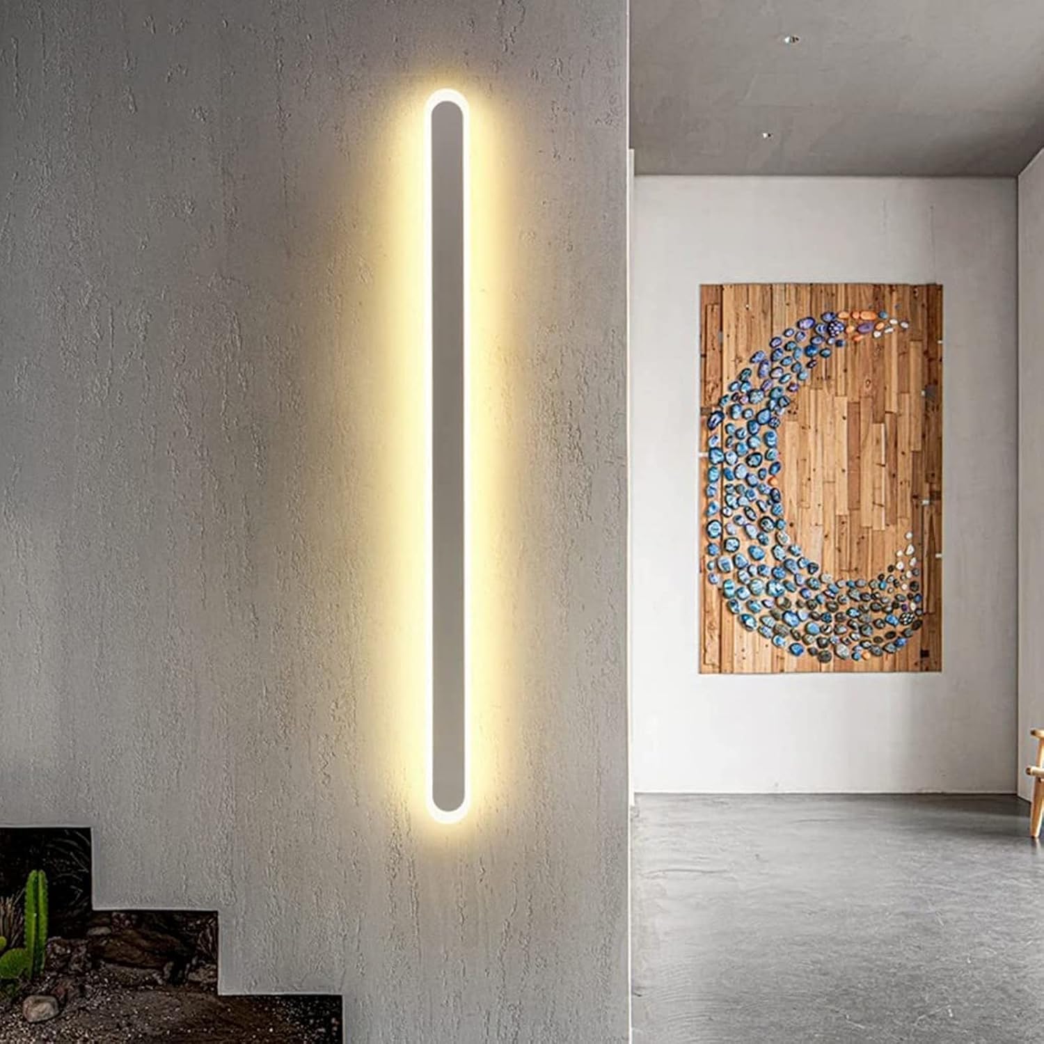 HCZKIUJY Wall Light European 18W LED Wall Light Long Strip Wall Luminaire Wall Sconces Modern Iron Wall Lantern Simple Wall Mounted Light Lamp,Kitchen Light (Bianco)