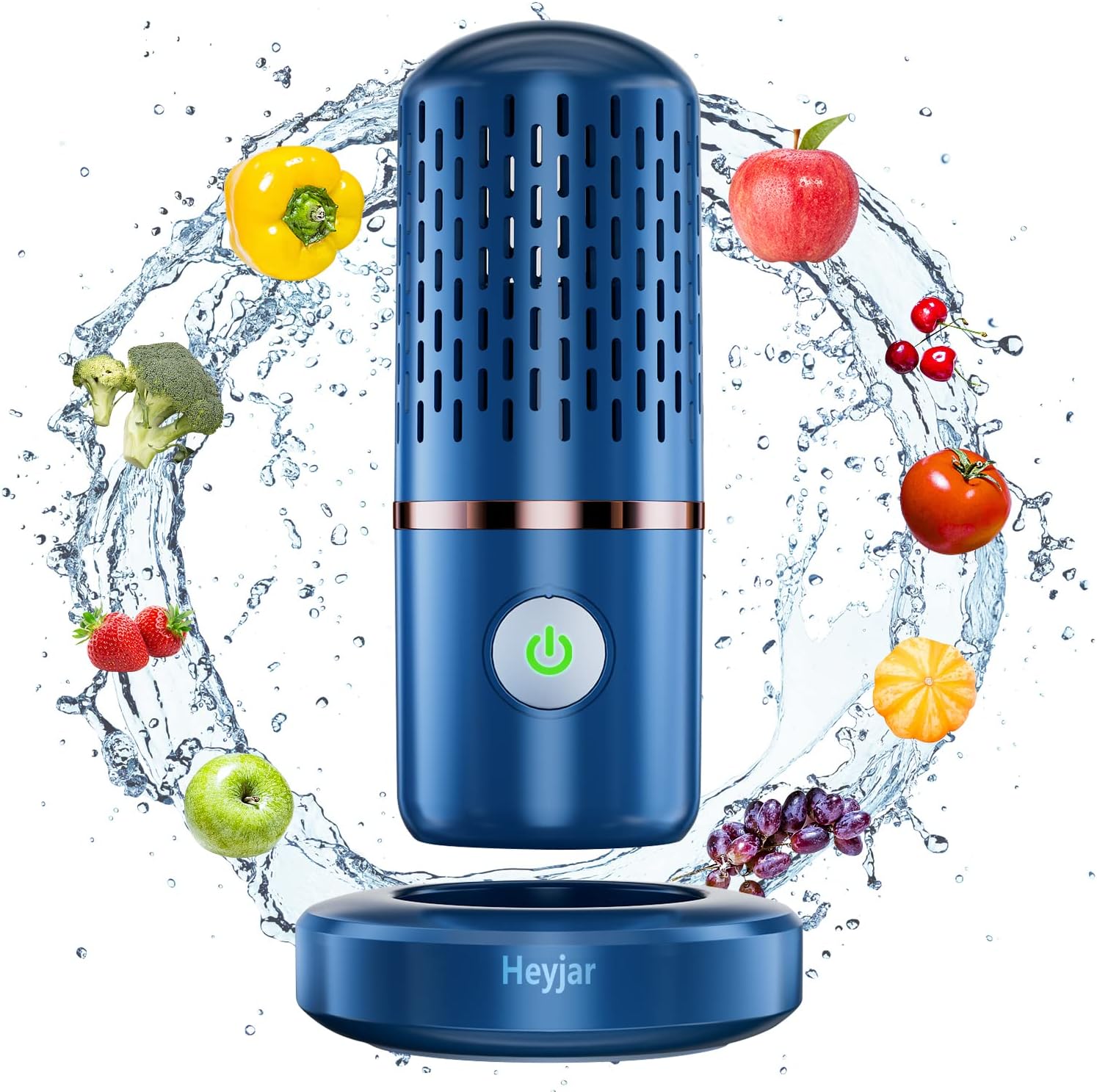 Fruit and Vegetable Washing Machine, Fruit Cleaner Device,Fruit Purifier for with OH-ion Purification Technology for Cleaning Fruit,Vegetable Sold by Heyjar US Only(Blue)