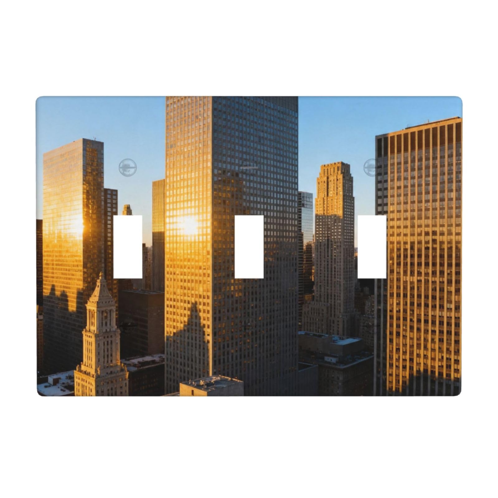 City Patten 3 Gang Switch Plate Cover-Unbreakable Polycarbonate Wall Plate, Heat Resistant Toggle Switch Decor for Home
