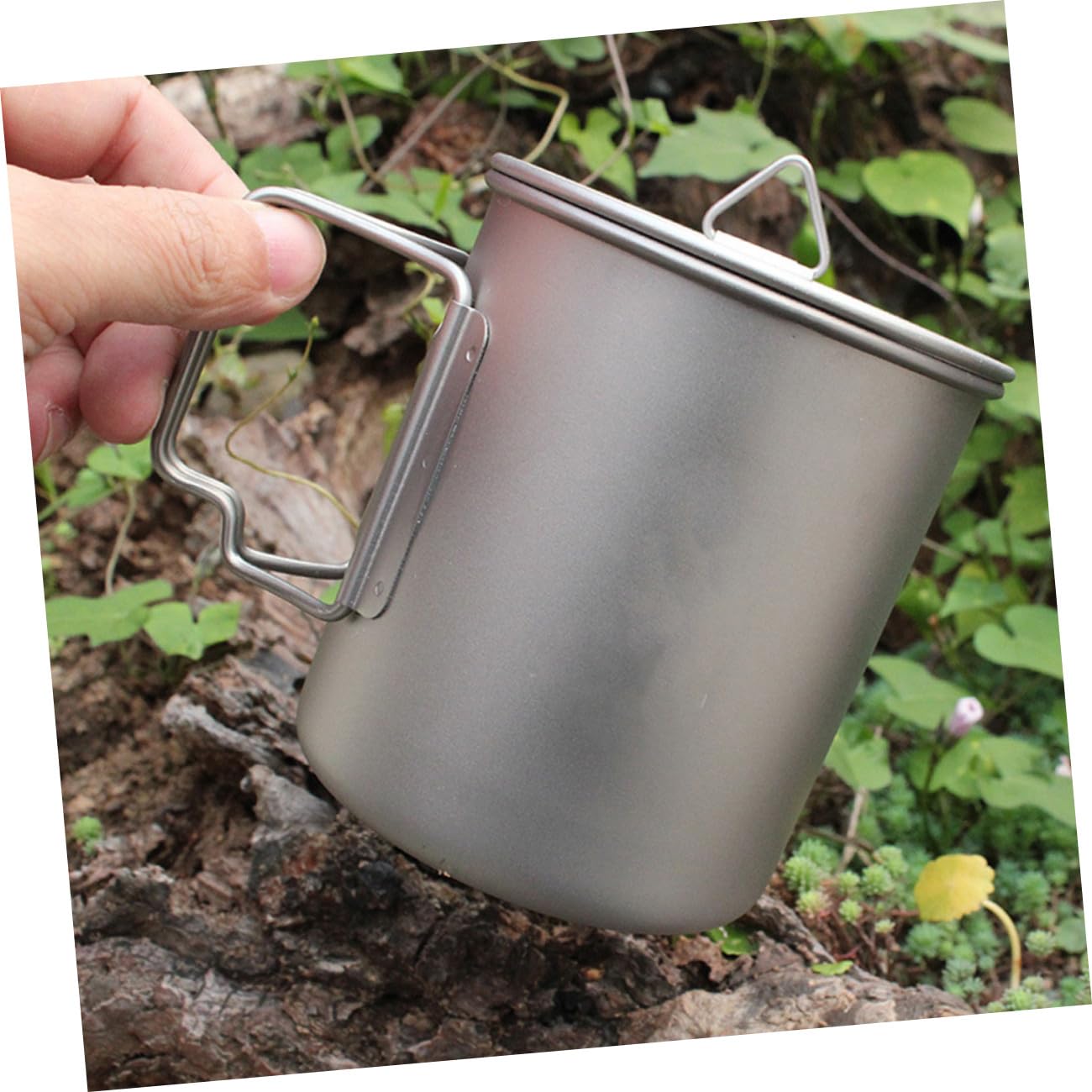ifundom Tazza da Campeggio in Titanio con Manico Pieghevole 750ml