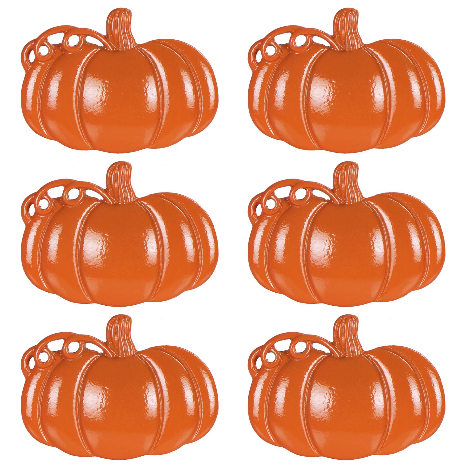 STMK Set of 6 Orange Pumpkin Napkin Rings, Halloween Napkin Rings, Harvest Orange Pumpkin Napkin Rings, Alloy Napkin Holder for Halloween Fall Thanksgiving Day Table Decoration (6, Orange)