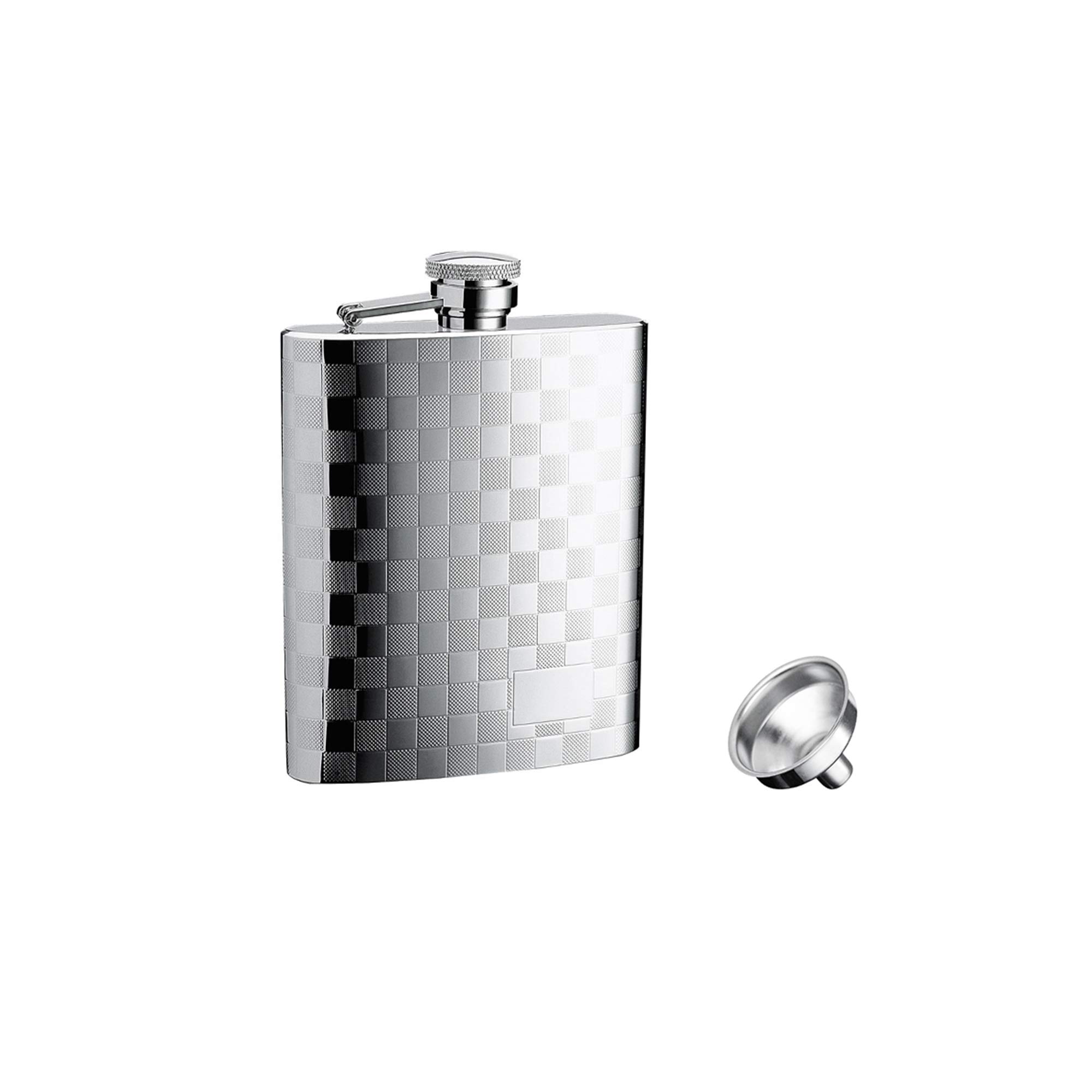 iSavage 8oz Hip Flask with Mat Engraved Design with a Funnel 18/8 Stainless Steel-YM129