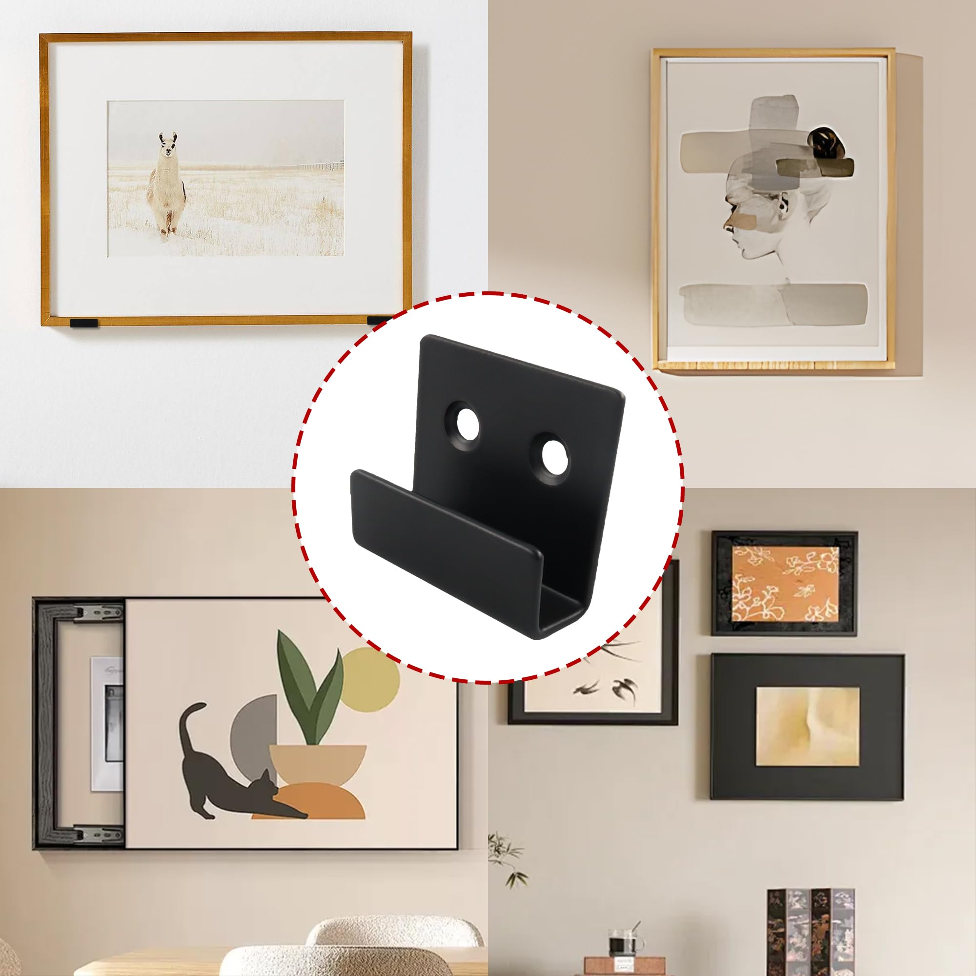 10Pcs Stainless Steel Tile Hanger Brackets - 20mm Inner Width, Heavy Duty J Hooks For Mirrors