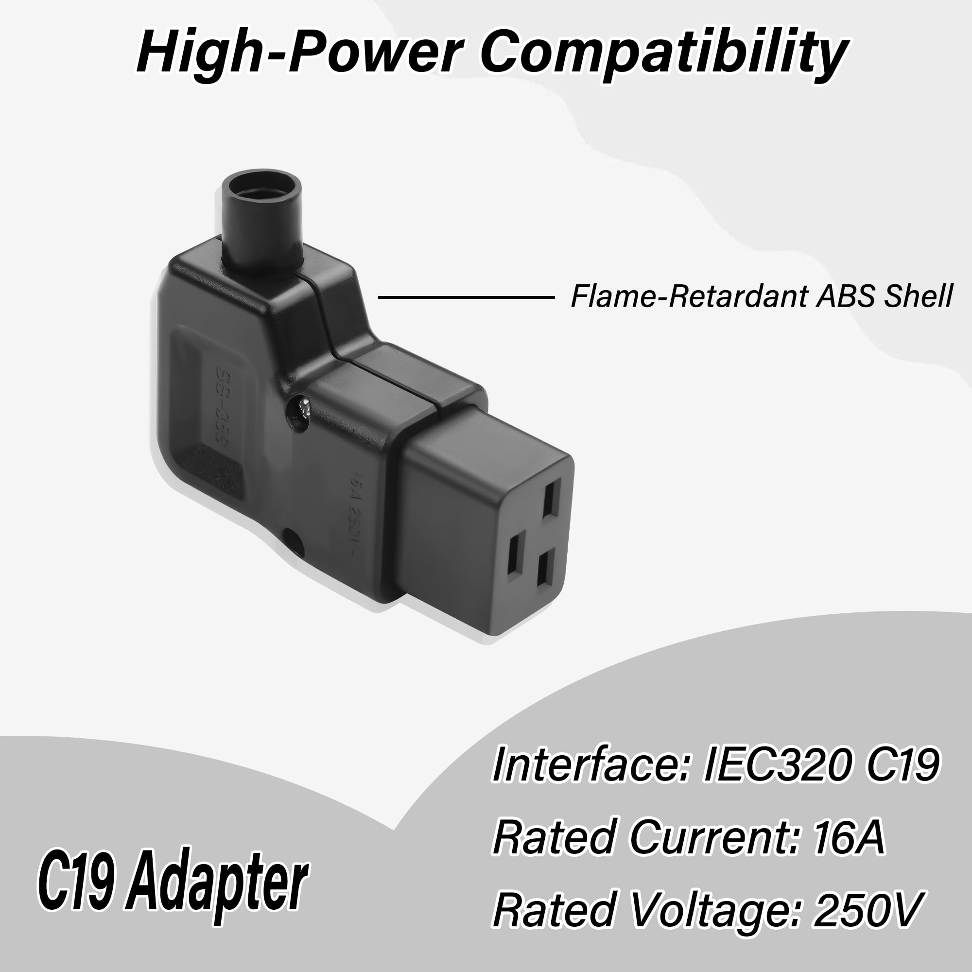 Adattatore CA ad angolo retto IEC320 C19,16 A/250 V C19 staccabile connettore fai da te C19,90 gradi C19 PDU per strisce di alimentazione UPS (C19)