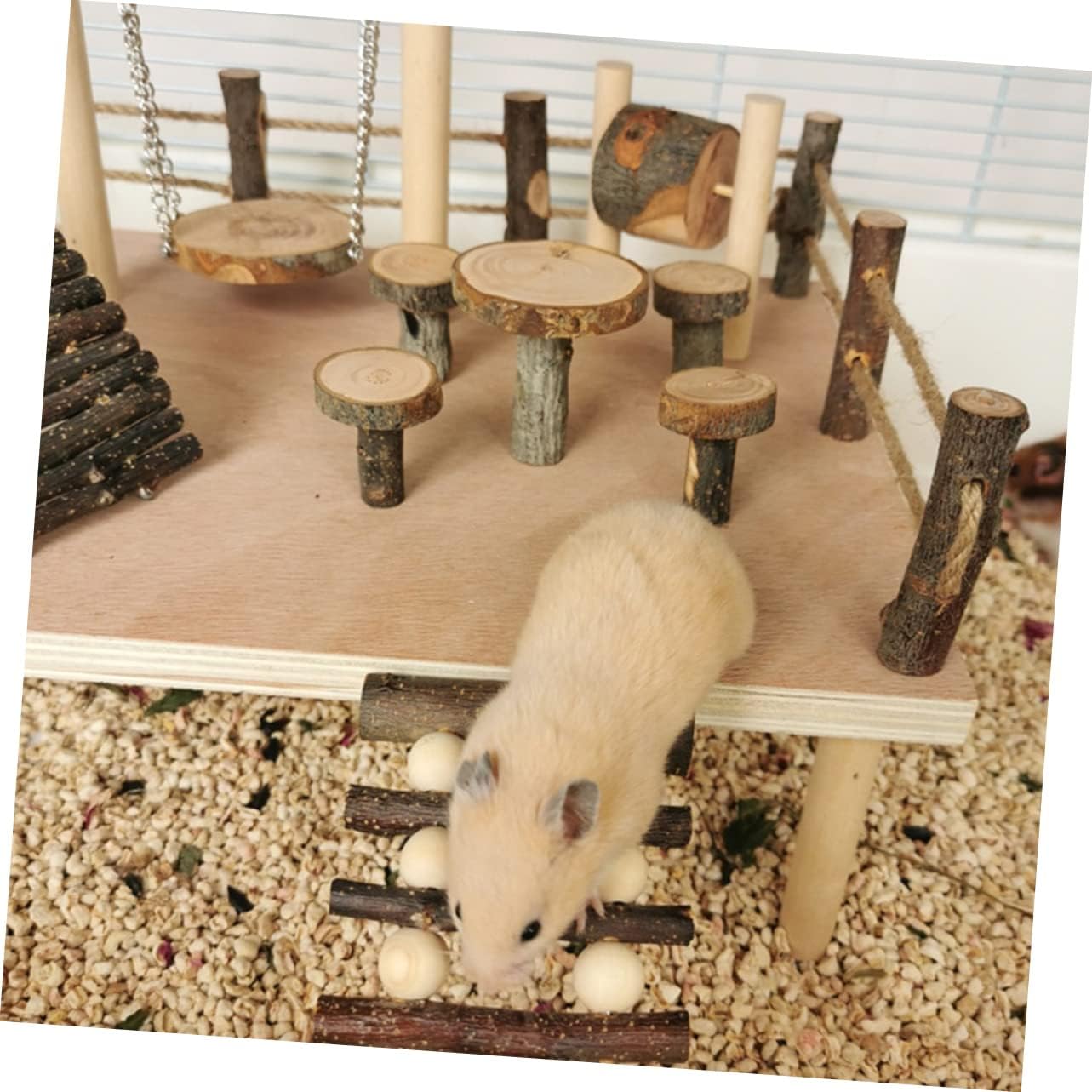 NOLITOY Wooden Climbing Ladder Toy for Animals Hamster Plaything for Mice Gerbils and Parrots Encourages Exercise and Coordination