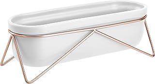 Amazon Basics - Portapiante da tavolo, ovale, bianco/rame