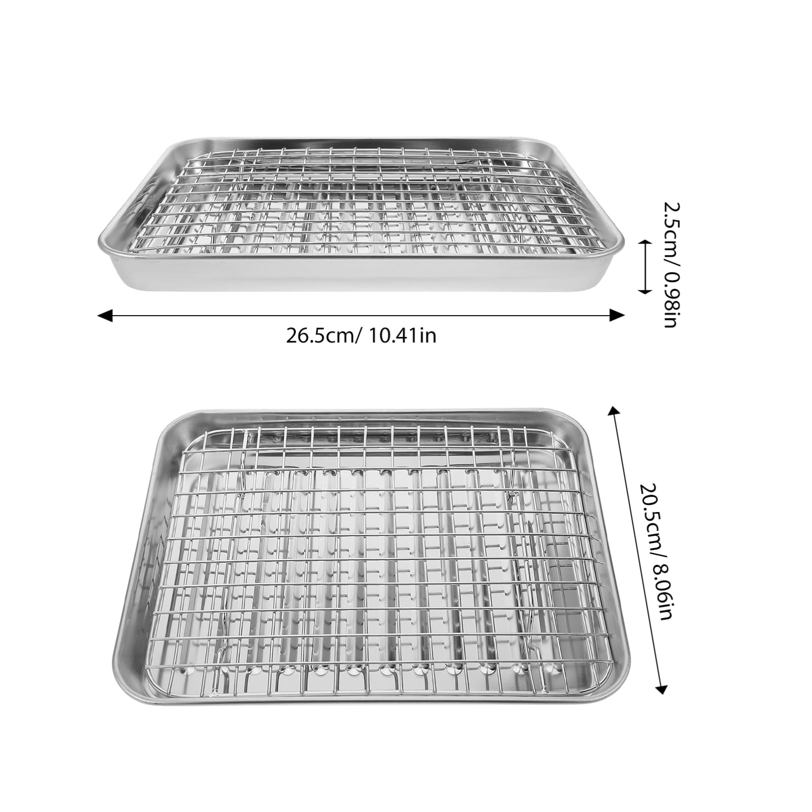 HEALLILY 1Set Stainless Steel Baking Tray with Rack Food Storage Plate for Roasting Easy Clean Snack Serving Dish for Toaster Oven Outdoor Cooking