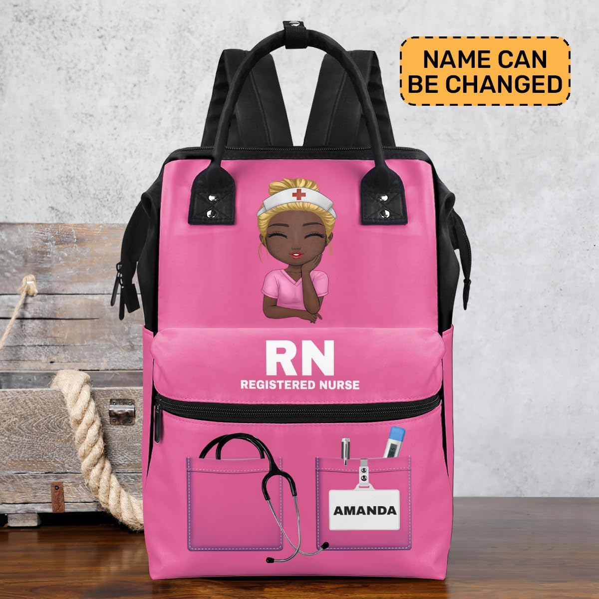 Sistabag - Travel, Laptop Bag - Backpack For Women - Personalized Duckbilled Backpack, Mothers Day, Christmas Gifts For Women (Nurse)