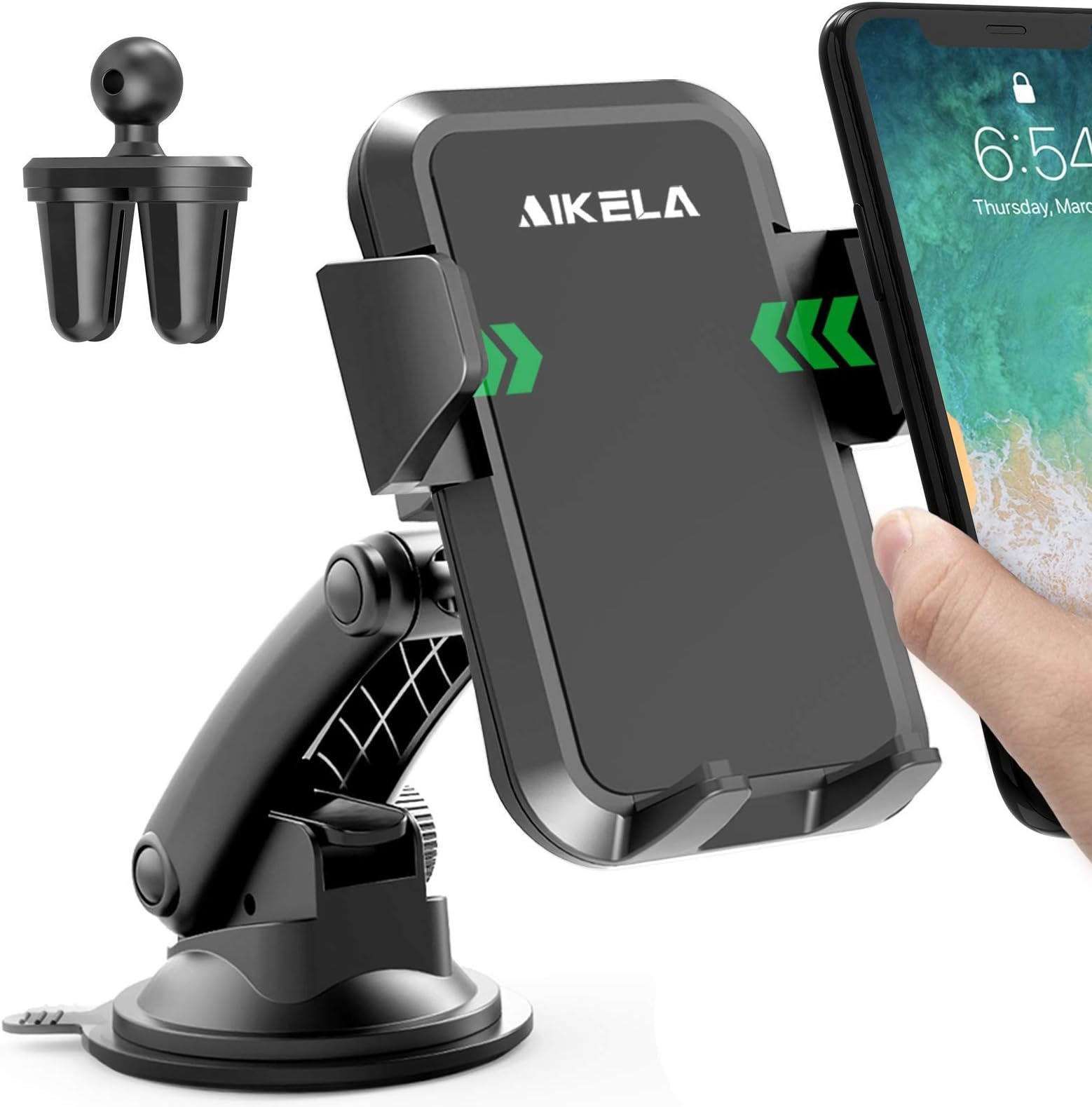 AIKELA Car Phone Holder, 3 in 1 Phone Mount 360° Rotation Car Cradle for Windshield Dashboard Air Vent, One-touch Release for iPhone11Pro/11/XS Max/XS/XR/X/8Plus/7, Galaxy S20/S10/S9/S8, Huawei,Sony