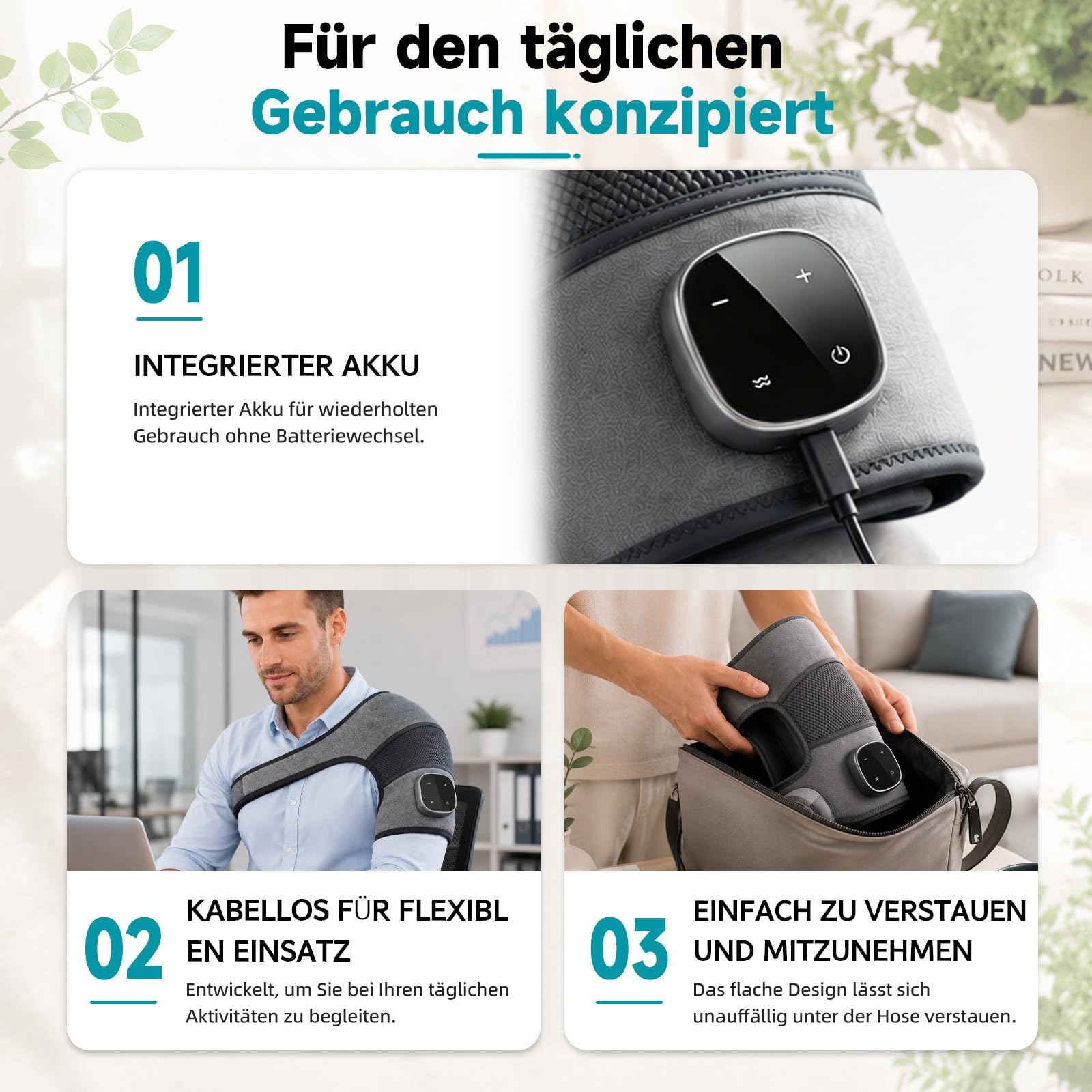 Relevo Massaggiatore per le spalle, 3 in 1, senza fili, riscaldato con calore e vibrazione, batteria da 5000 mAh e indicatore LED, dispositivo di massaggio per le spalle per uomo/donna, per spalla