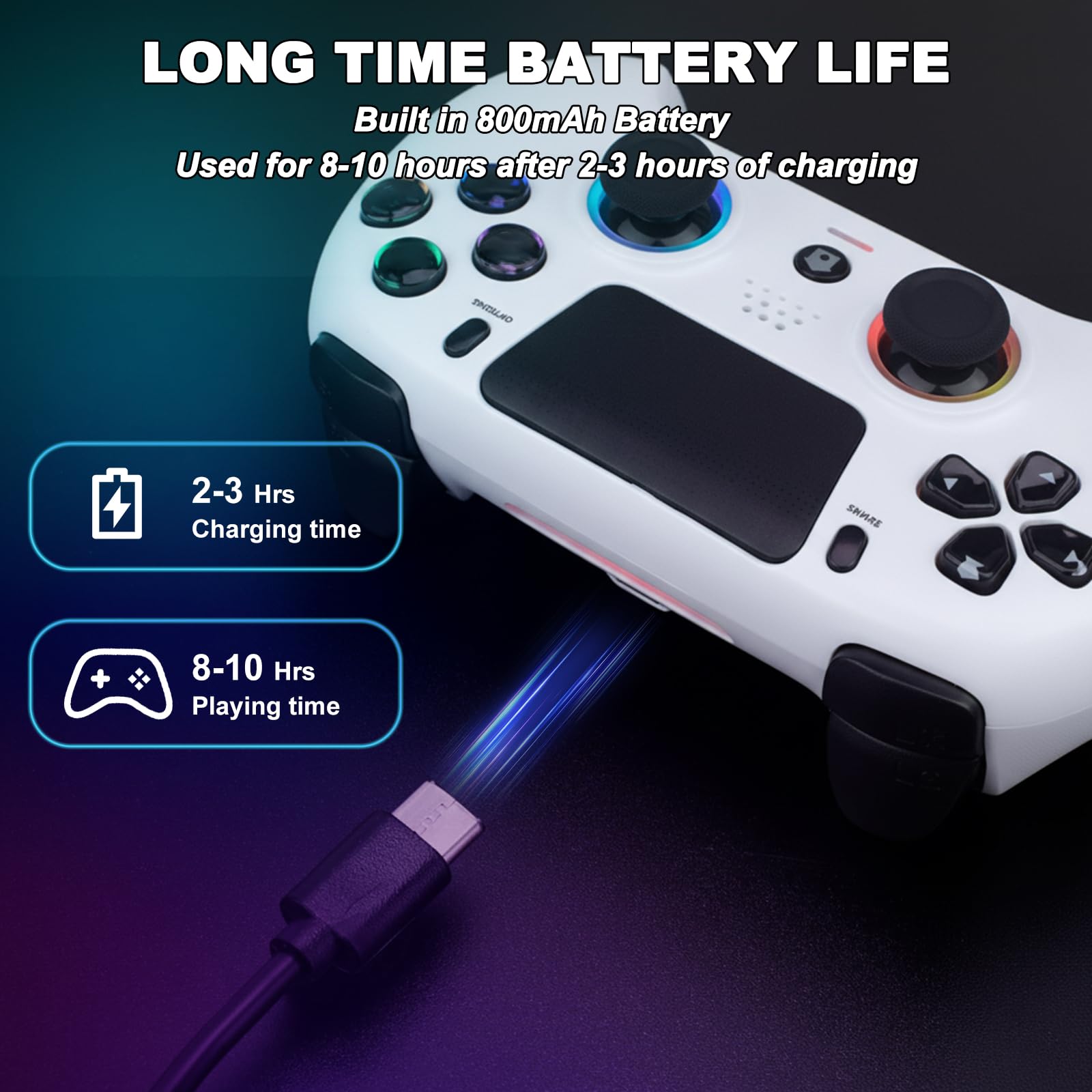 Kontroler Bezprzewodowy DuLingKer z Efektem Halla dla PS4/Pro/Slim, Joystick z RGB i Wibracjami