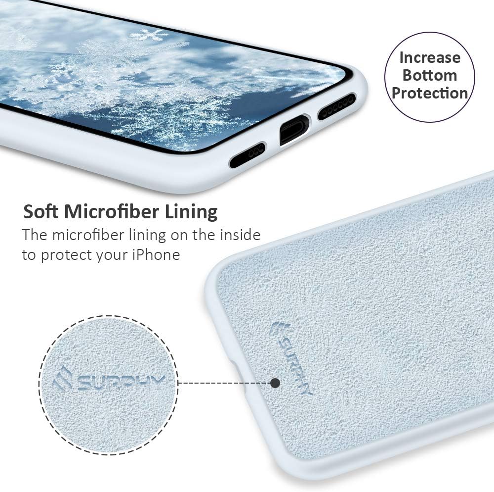 SURPHY Silicone Case Compatible with iPhone Xs Case iPhone X Case 5.8 inches, Liquid Silicone Phone Case (with Microfiber Lining) for iPhone Xs 2018 / iPhone X 2017 (Sky Blue)