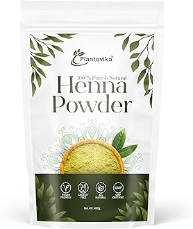 Plantovika 100% Natural and Pure Henna Powder/Lawsonia Inermis For Hair, Orange-Red Hair Color, Triple Shifted, Smooth Henna Paste and Cones, No additives, No Chemical, Easy to use 400 grams