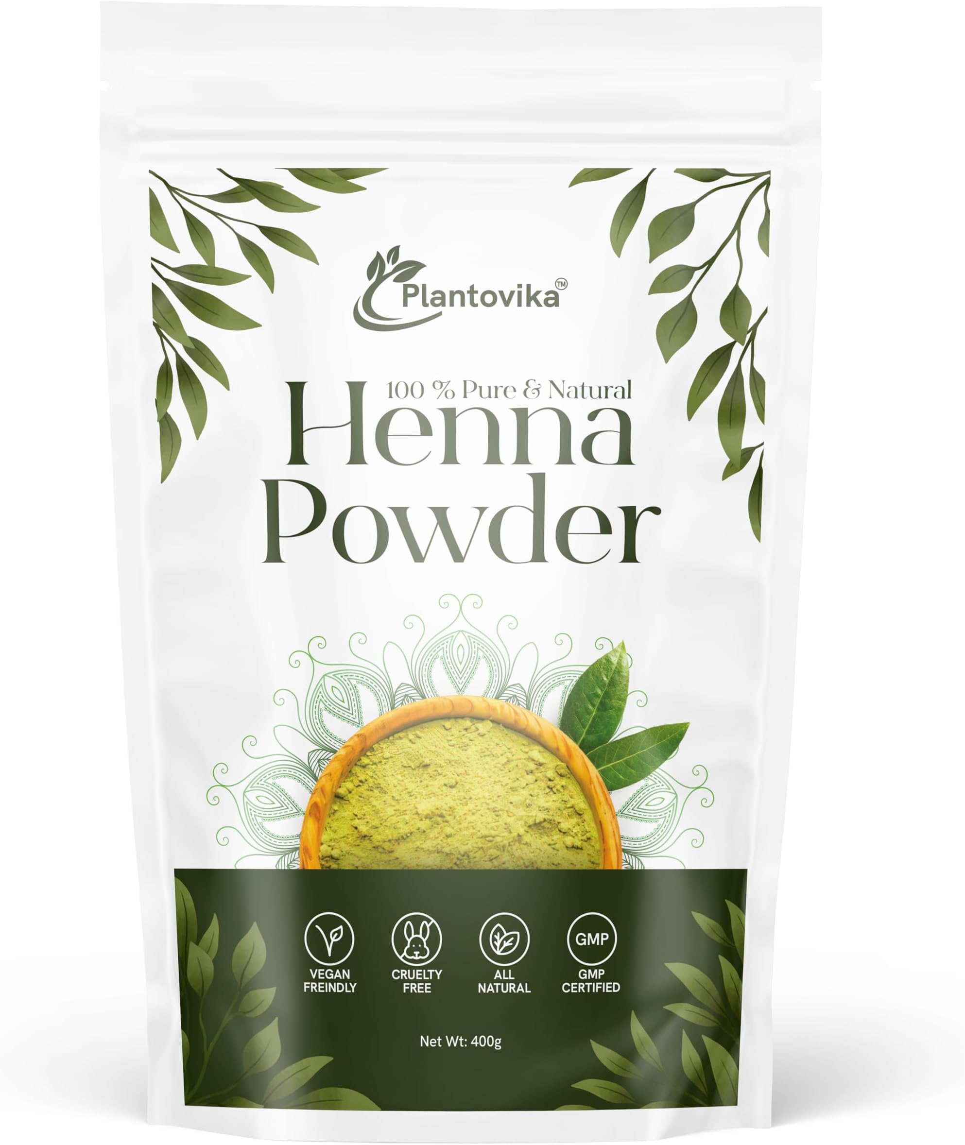 100% Natural and Pure Henna Powder/Lawsonia Inermis For Hair, Orange-Red Hair Color, Triple Shifted, Smooth Henna Paste and Cones, No additives, No Chemical, Easy to use 400 grams