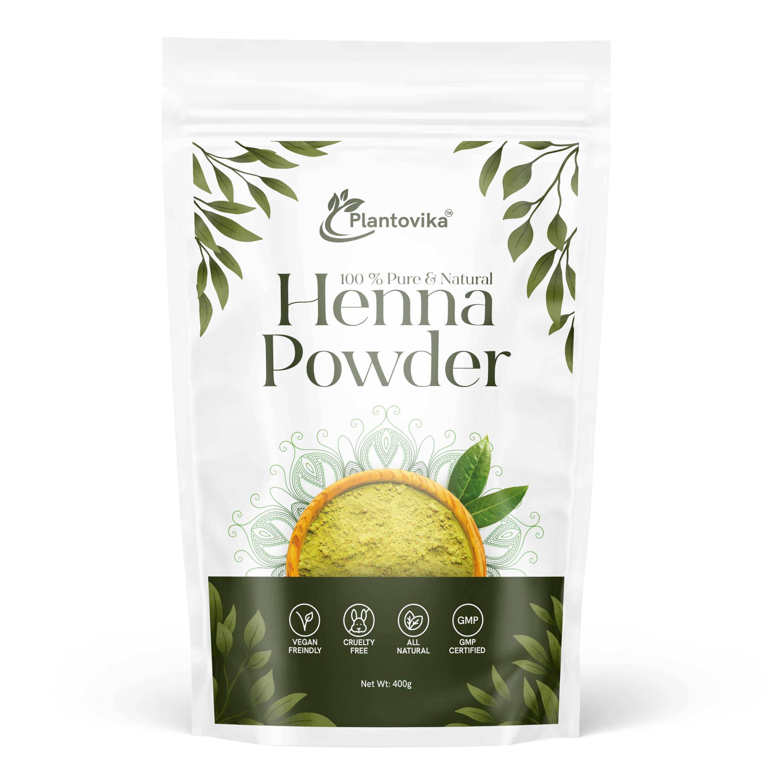 100% Natural and Pure Henna Powder/Lawsonia Inermis For Hair, Orange-Red Hair Color, Triple Shifted, Smooth Henna Paste and Cones, No additives, No Chemical, Easy to use 400 grams