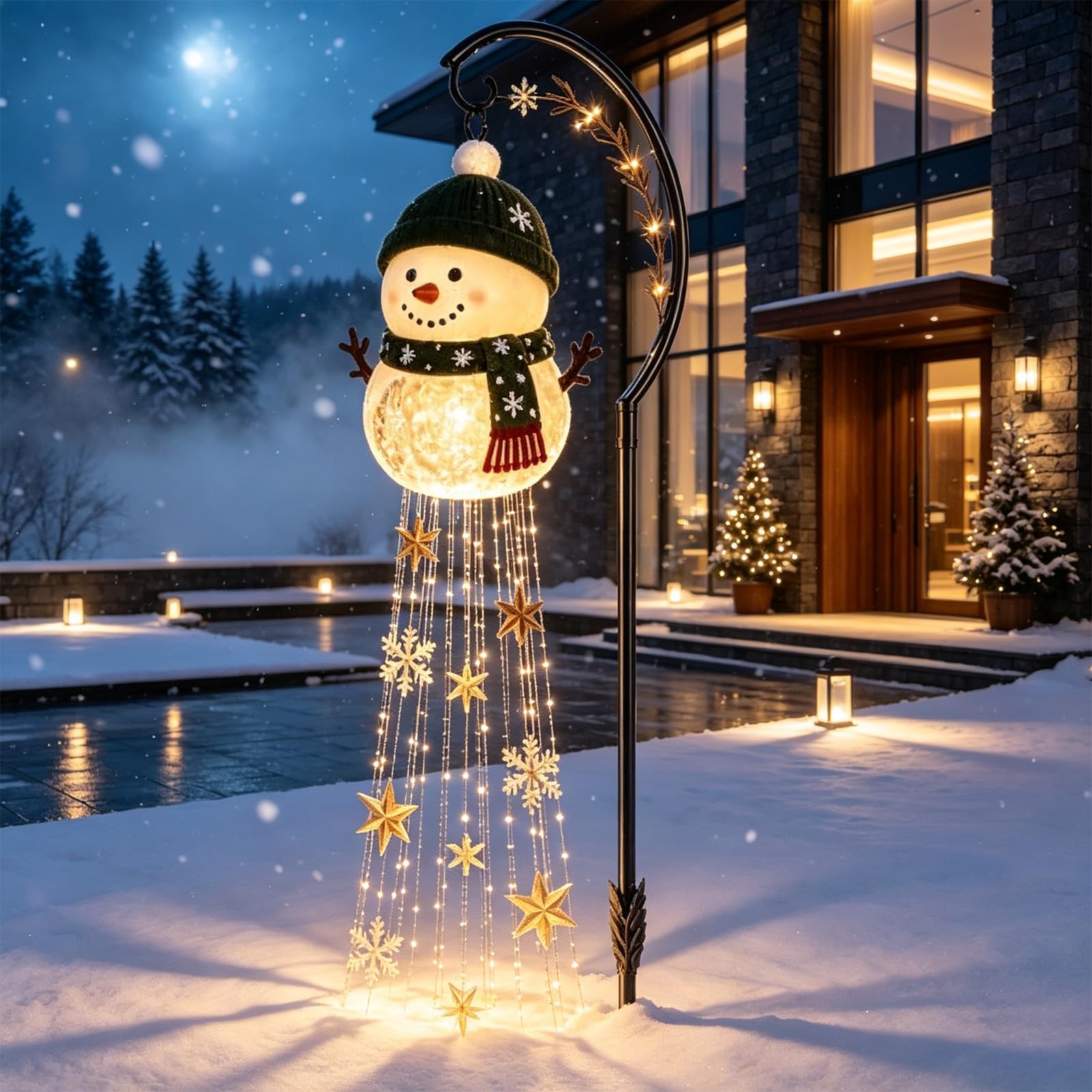 Snowman Magic Fountain,Weihnachtsdeko Outdoor Schneemann，A：2