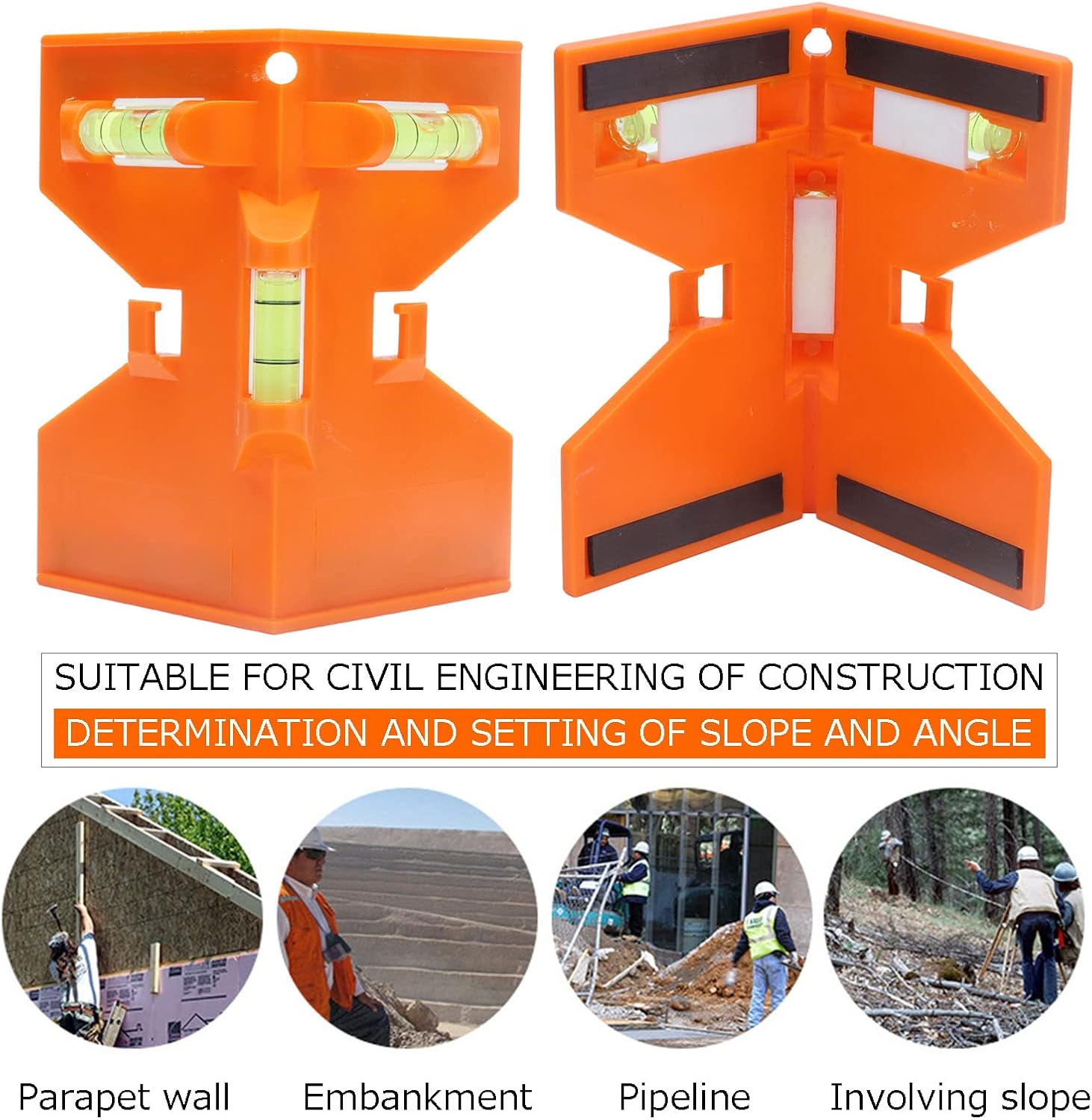 Magnetic Post Level, 90 Degree Post Pipe Level with Horizontal and Vertical Level Bubbles, Post Leveler Meter Fixed Pipe Angle Meter For Installation of Wooden Pillars Pipelines