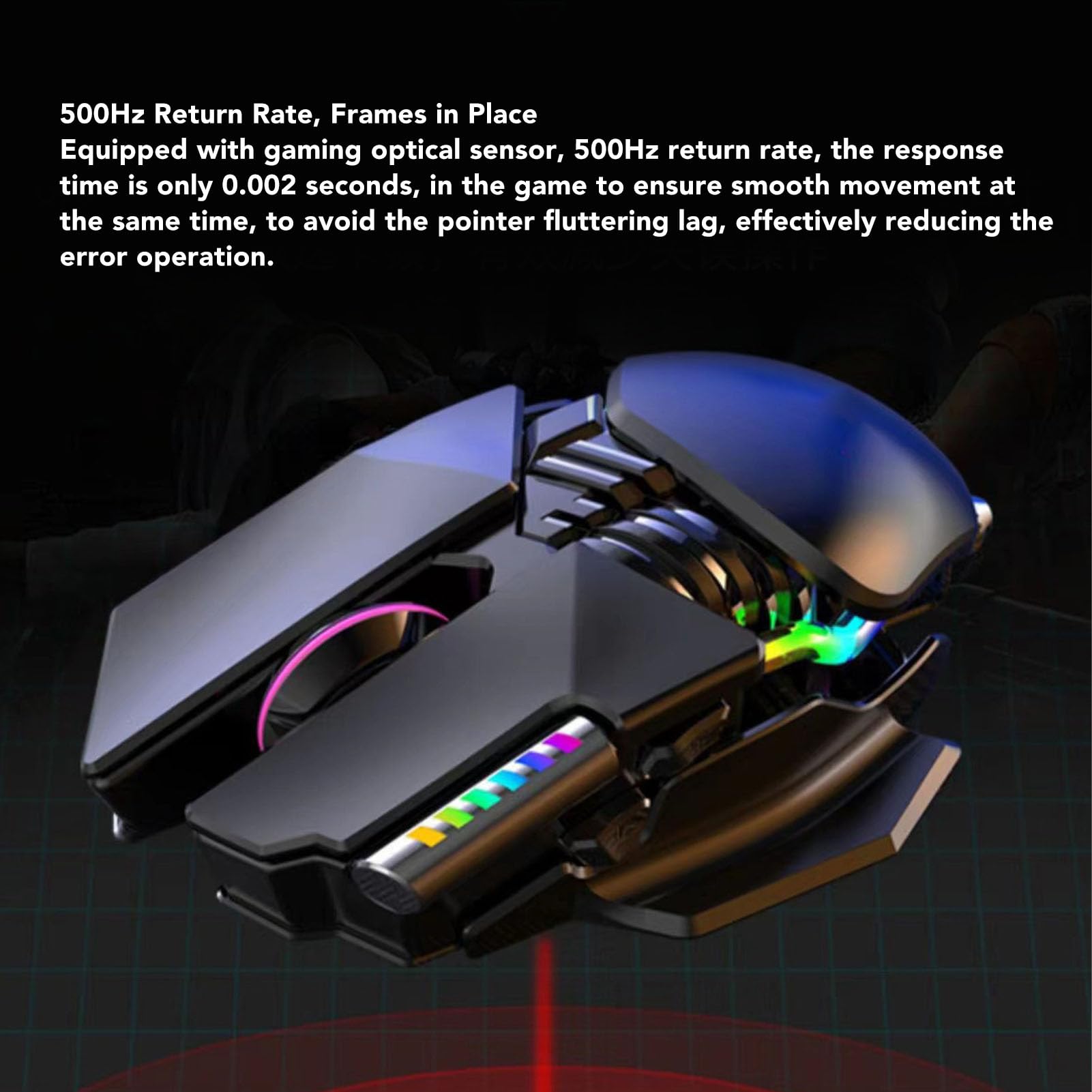 Cuifati Souris Bluetooth, Bluetooth 5.0 3.0 2,4 GHz, 3 Modes, 4 DPI Réglables, Souris de Jeu sans Fil RVB, avec 7 Boutons, Taux de Retour de 500 Hz, pour PC Portable, Utilisateurs (Blue)