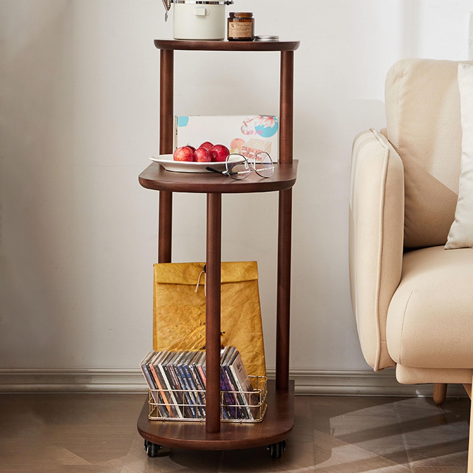 Étagère à fleurs en bois pour balcon et salon support plantes à roues