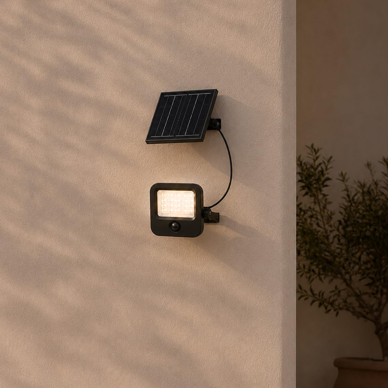 M mimotec -Faro Zewnętrzna lampa solarna LED 1600LM CCT z czujnikiem PIR, pilotem zdalnego sterowania, IP65 wodoodporna, oświetlenie LED do ogrodu, garażu, tarasu i podjazdu