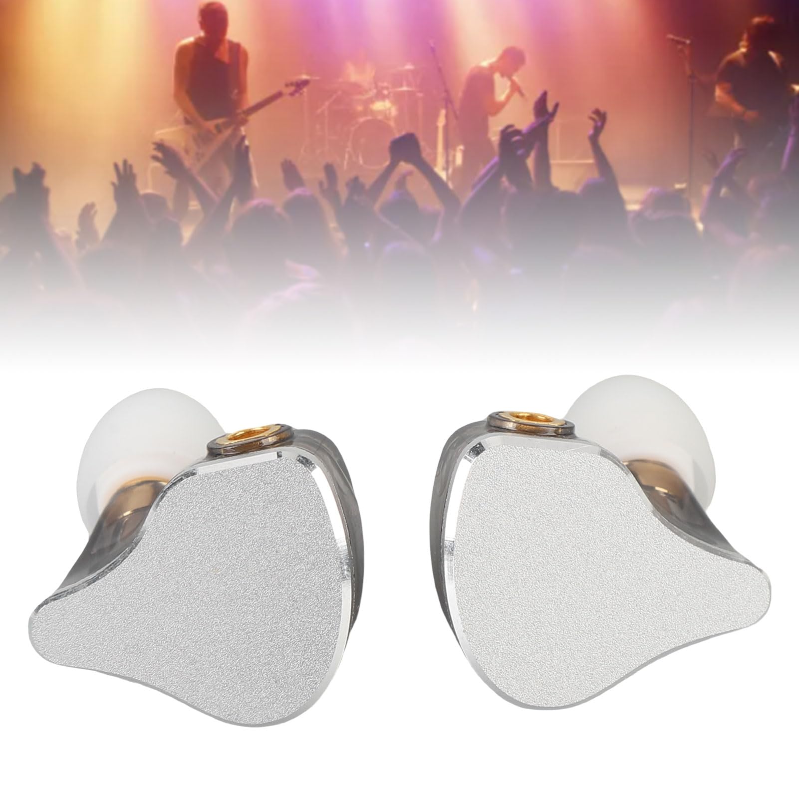 Topiky Auriculares de Juego IEM con Micrófono, Auriculares en Monitor de Oído, de Cancelación de Ruido de Alta Resolución IEM con Cable Desmontable para Músicos Cantantes (Silver)