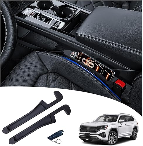 Half-Sized Seat Gap Filler Compatible with Volkswagen Atlas| Zero Obstruction to Lower Center Console Storage | Anti-Drop Organizer | Window Breaker Interior Accessories