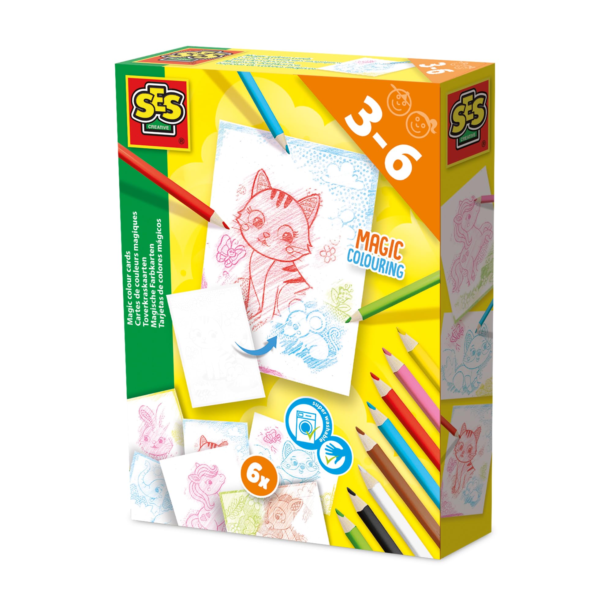 SES Creative 14051 Magic Colour Cards - Creative Play Kit for Kids Aged 3+ - Scratch Art for Kids - Safe Materials - Fun and Magical Crafting Experience