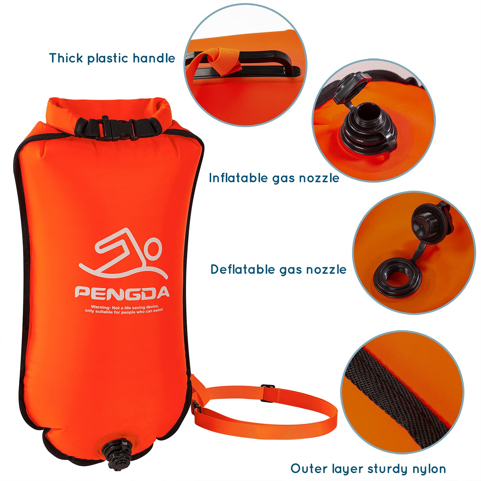 PENGDA Schwimmboje 25L Wasserdichter Trockensack Sicherheit Schwimmen Open Water und Triathlon Swimming Buoy, Swim Bubble für Kajakfahrer Freiwasser-Triathleten, Surfer, Schwimmen, Bootfahre
